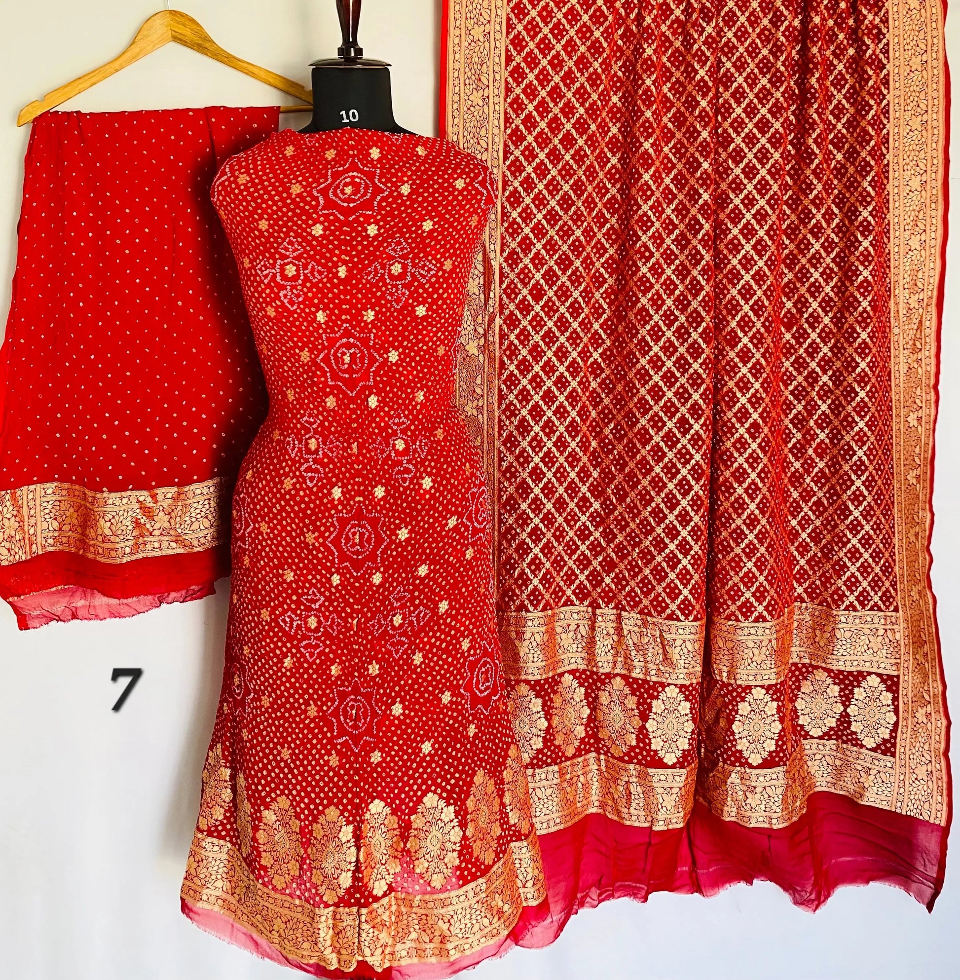 Banarasi-Bandhani Pure Georgett Suit Material RAKHIYO