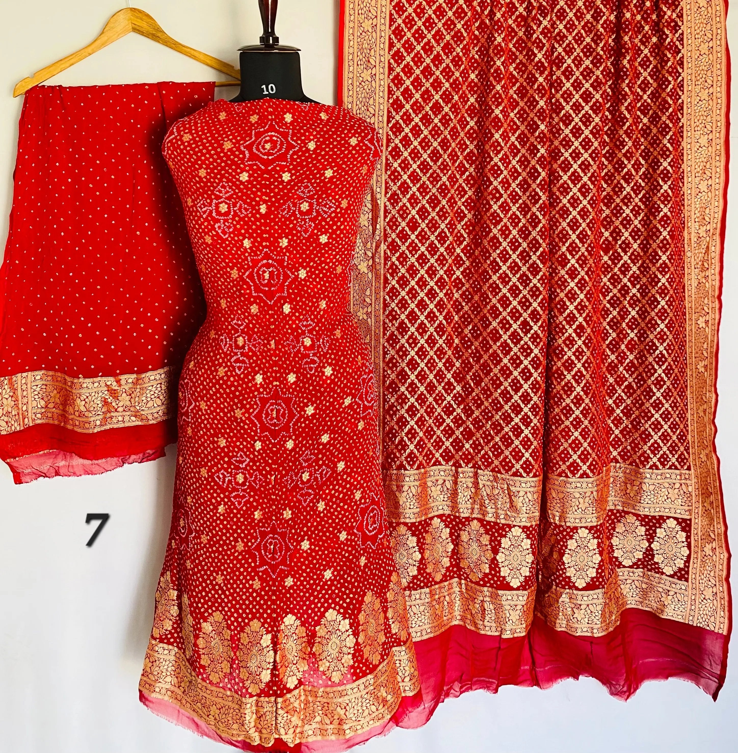 Banarasi-Bandhani Pure Georgett Suit Material RAKHIYO