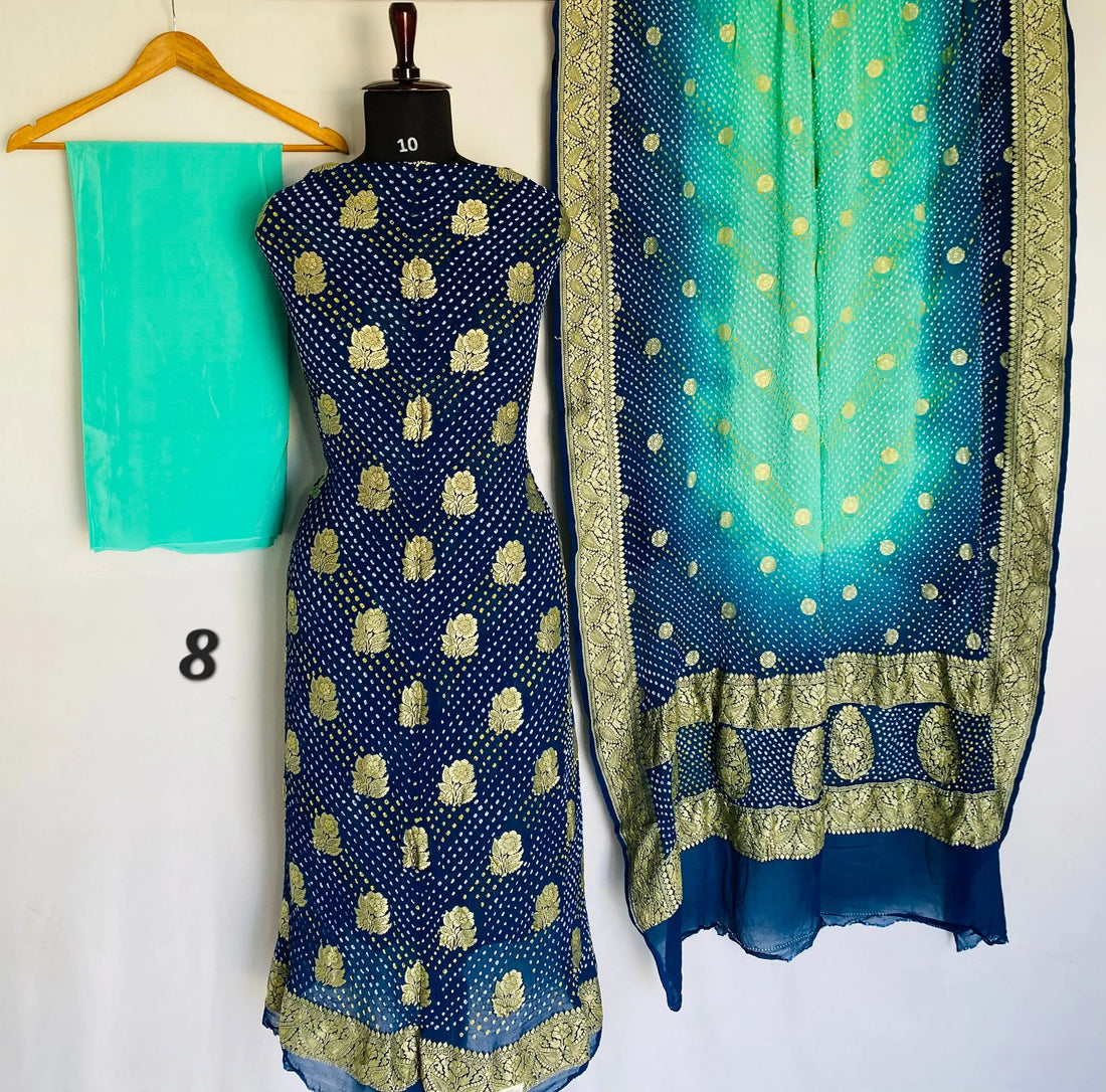 Banarasi-Bandhani Pure Georgett Suit Material RAKHIYO