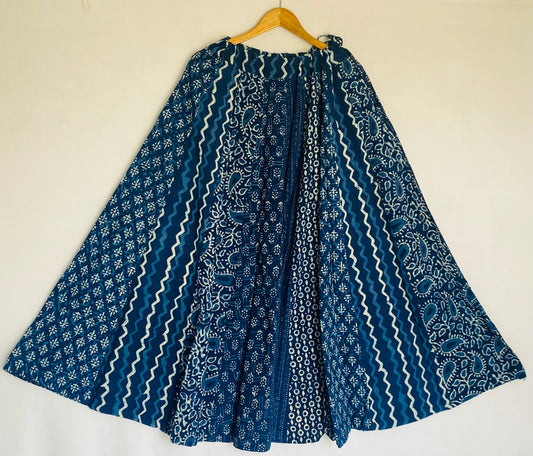 Cotton Ajarakh Indigo Kali Skirt