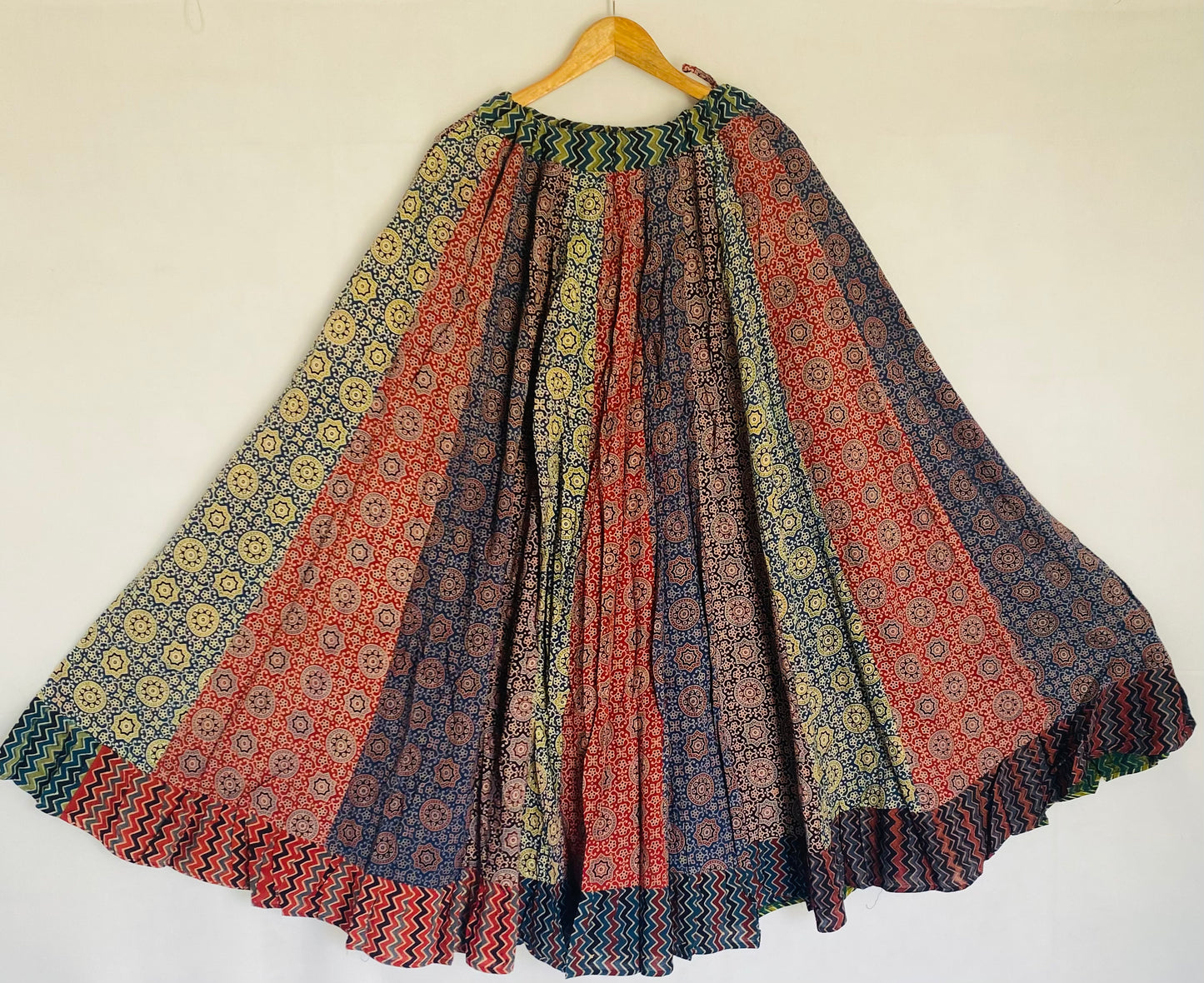 Cotton Ajarakh Multi Fril Skirt