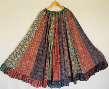 Cotton Ajarakh Multi Fril Skirt
