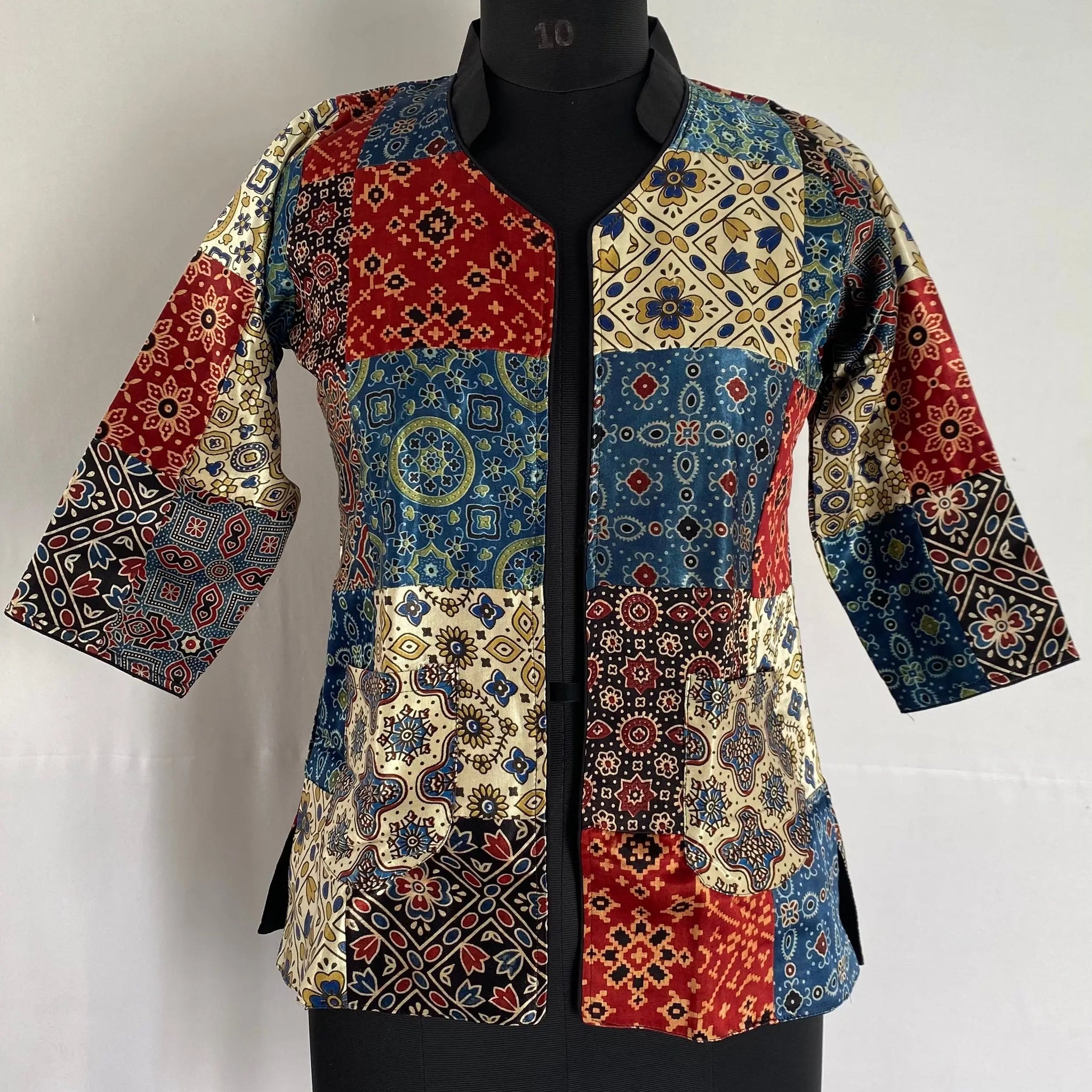 Ajarakh Silk Patchwork Embroidered Jacket RAKHIYO