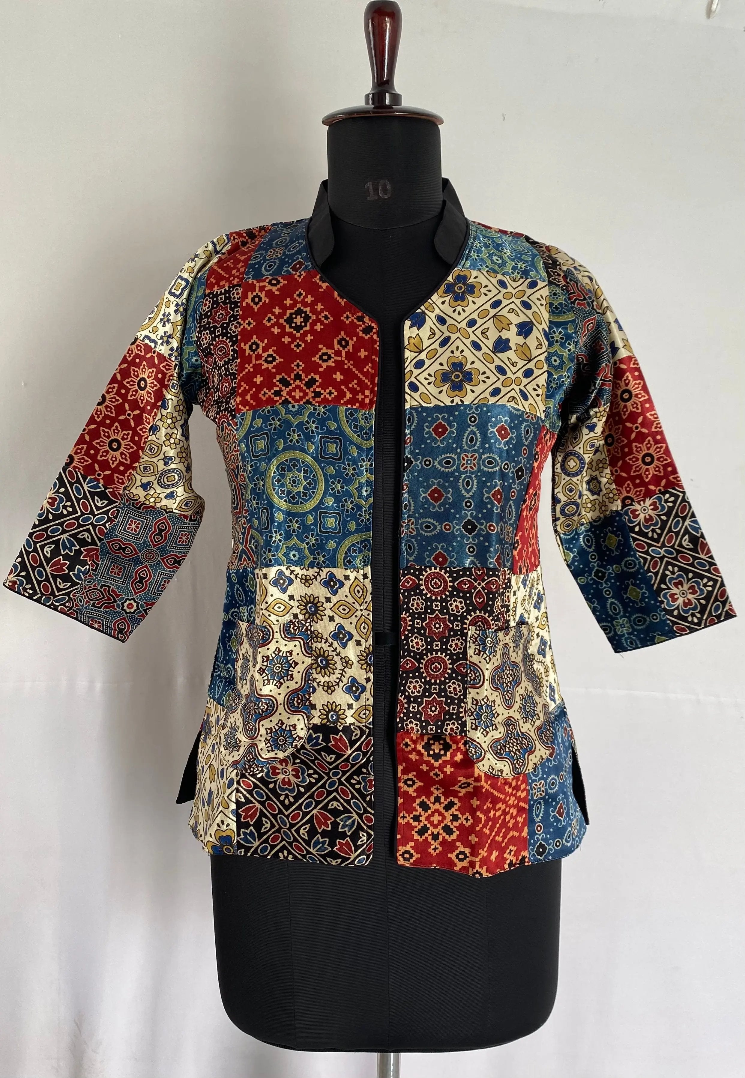 Ajarakh Silk Patchwork Embroidered Jacket RAKHIYO