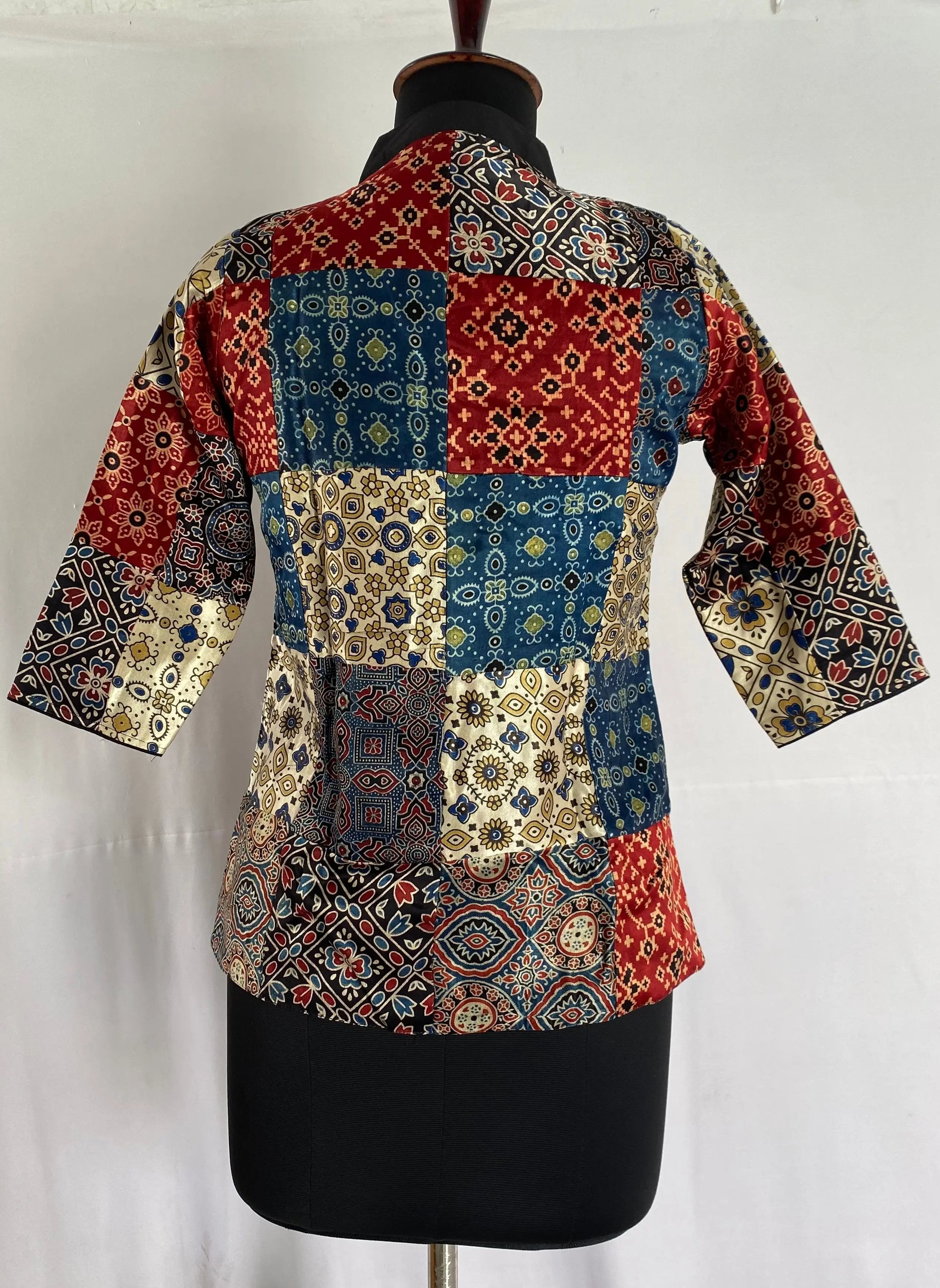 Ajarakh Silk Patchwork Embroidered Jacket RAKHIYO