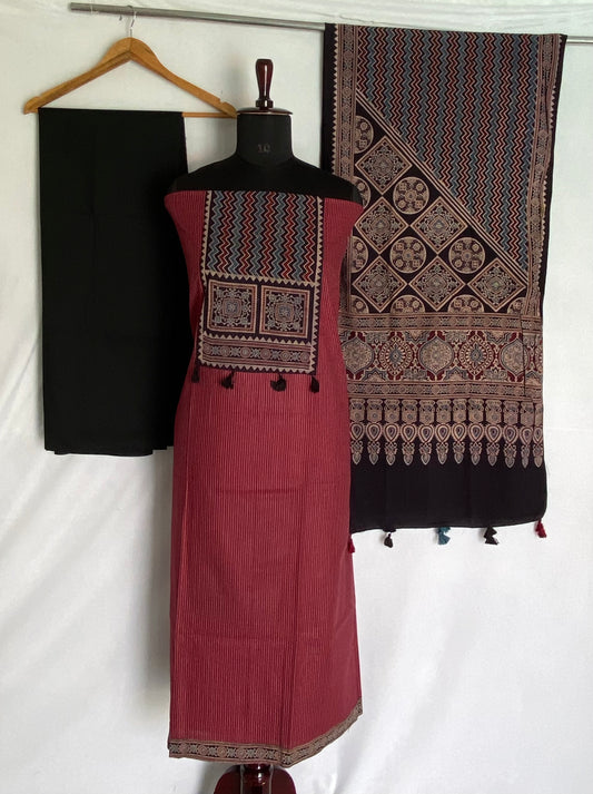 Kantha cotton Ajarakh Suit Material