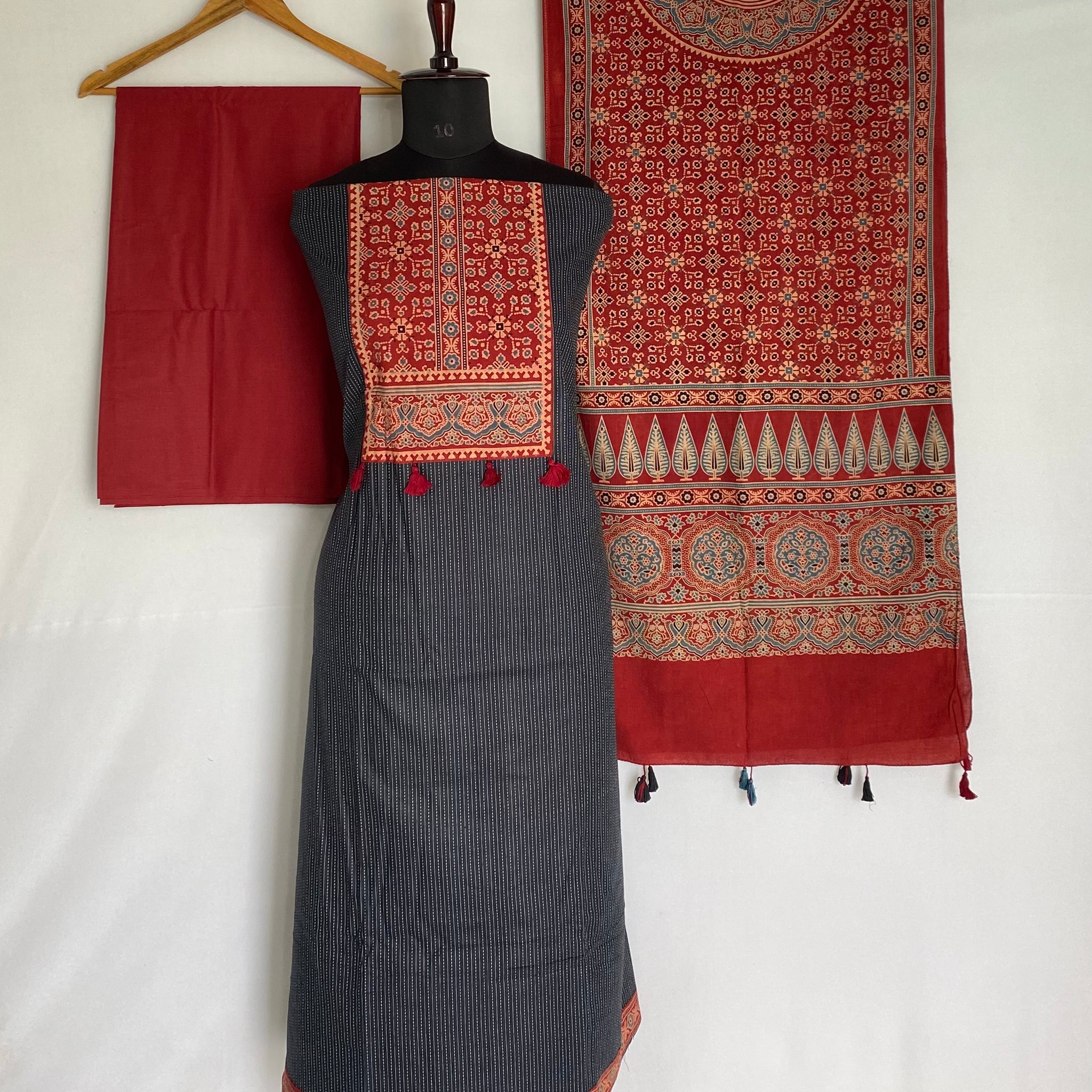 Kantha Cotton Ajarakh Suit Material
