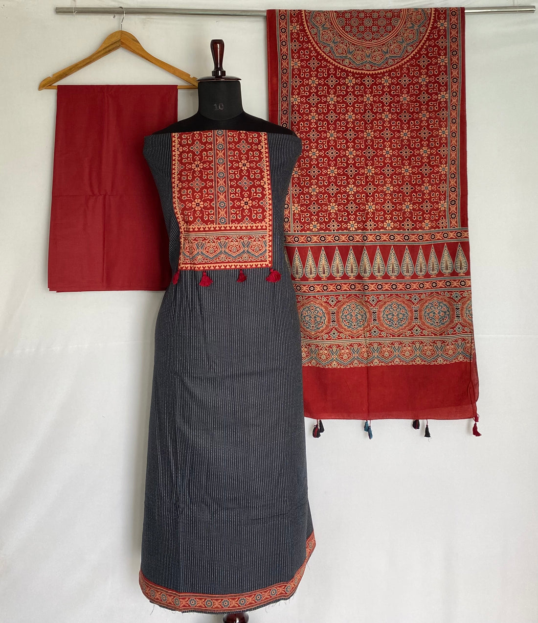 Kantha Cotton Ajarakh Suit Material