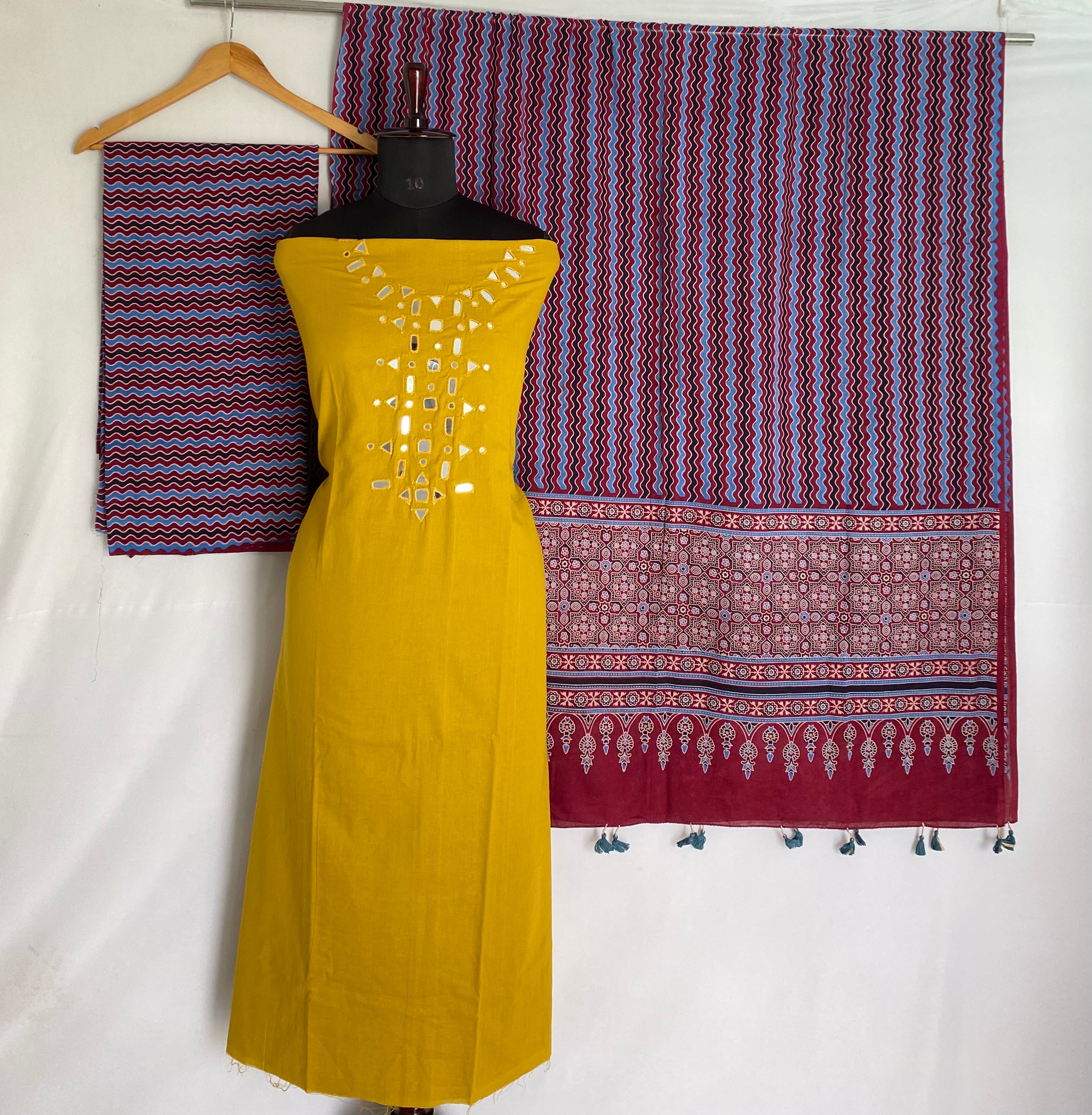 Ajarakh Mirror Cotton Suit Material