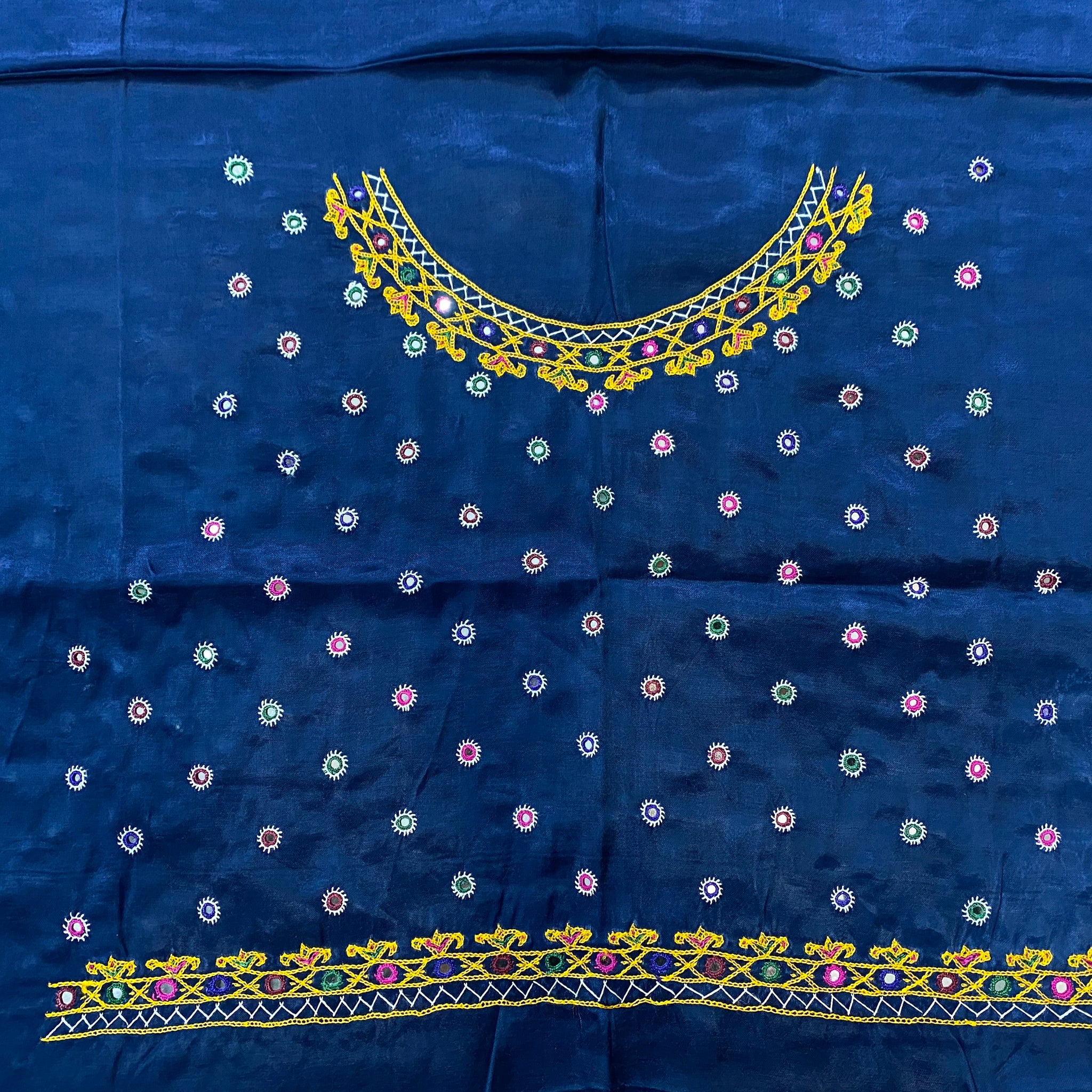 Kutch Embroidered Mashroo Silk Blouse Piece