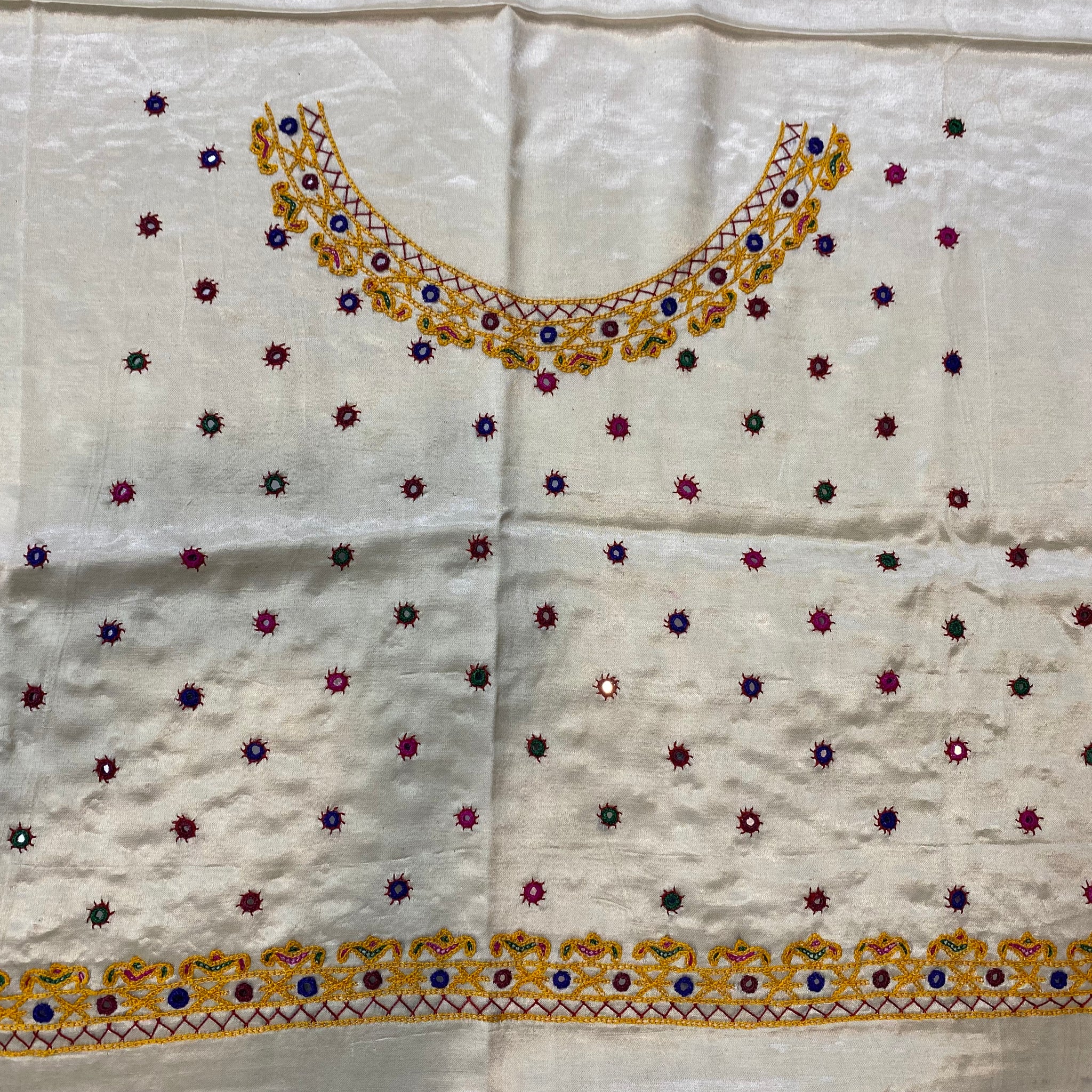 Kutch Embroidered Mashroo Silk Blouse Piece