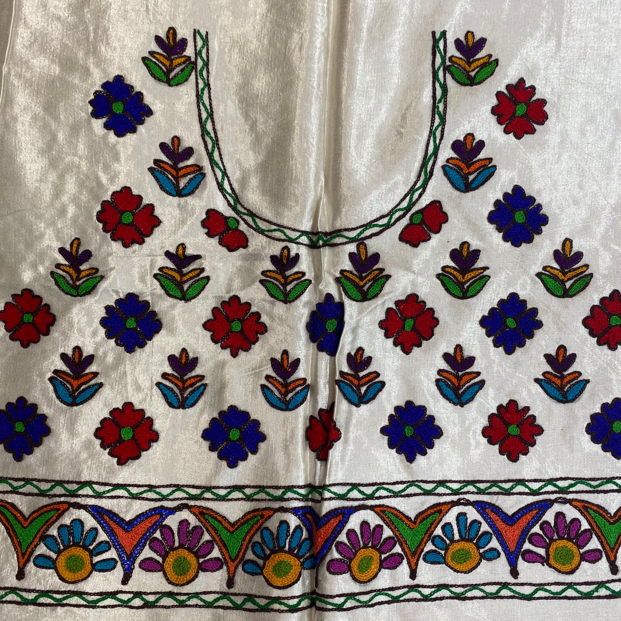 Aari Work Kutch Embroidered Mashroo Silk Blouse Piece