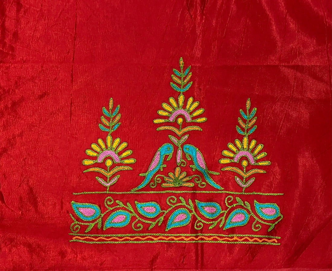 Aari Work Kutch Embroidered Mashroo Silk Blouse Piece