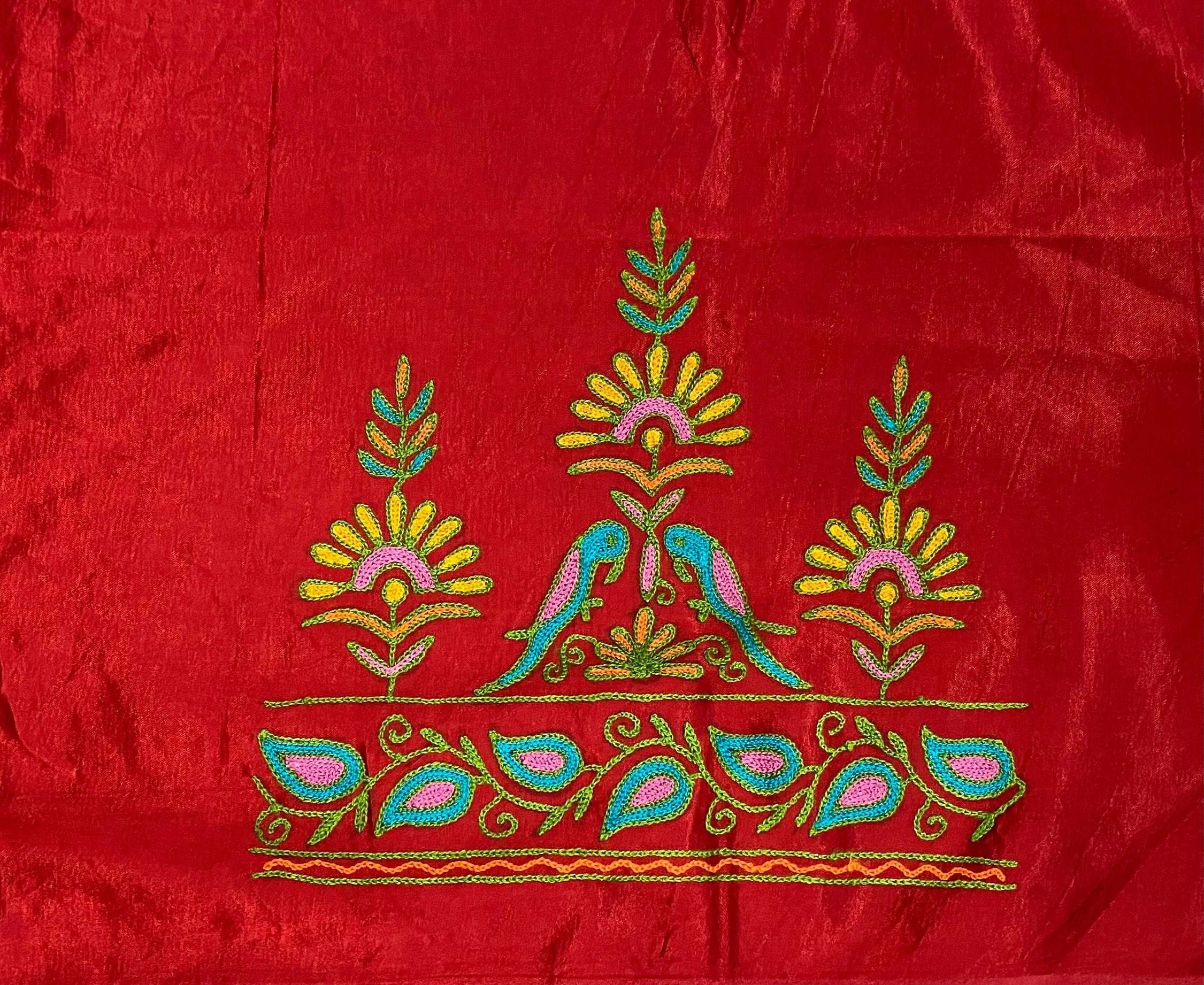 Aari Work Kutch Embroidered Mashroo Silk Blouse Piece