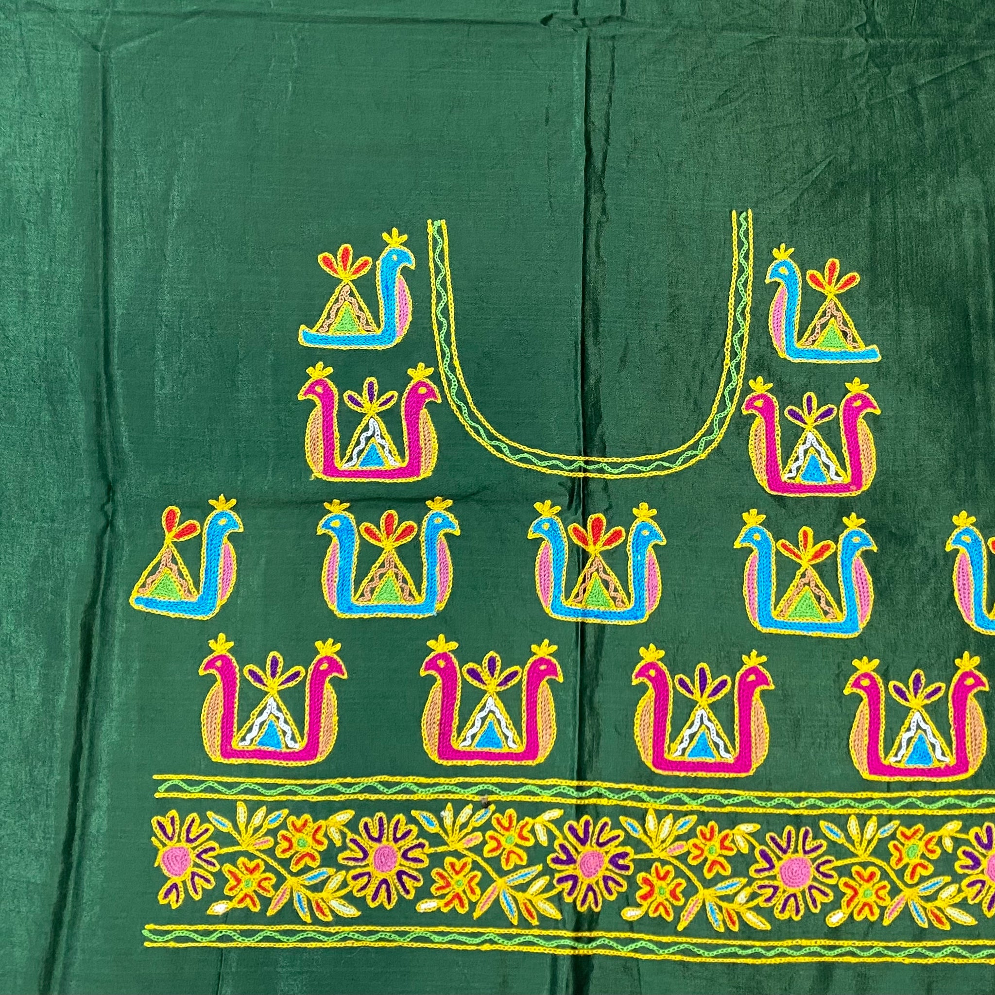 Aari Work Kutch Embroidered Mashroo Silk Blouse Piece