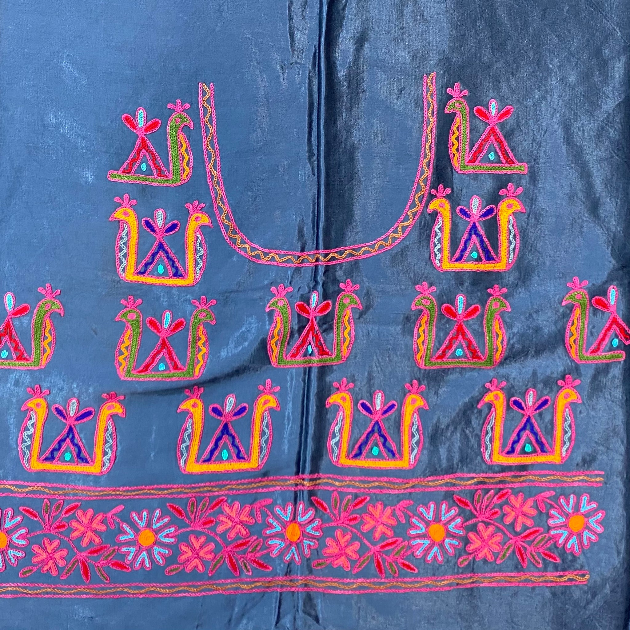 Aari Work Kutch Embroidered Mashroo Silk Blouse Piece
