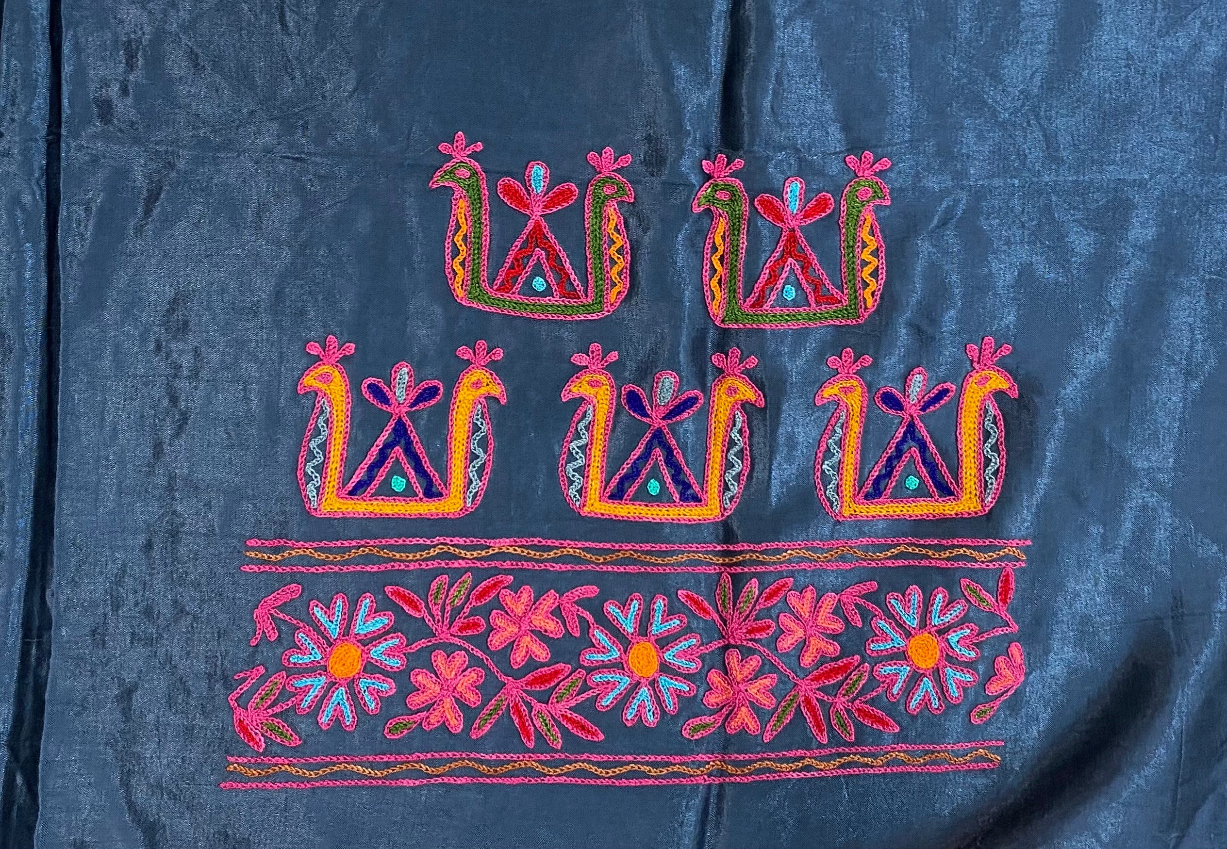 Aari Work Kutch Embroidered Mashroo Silk Blouse Piece