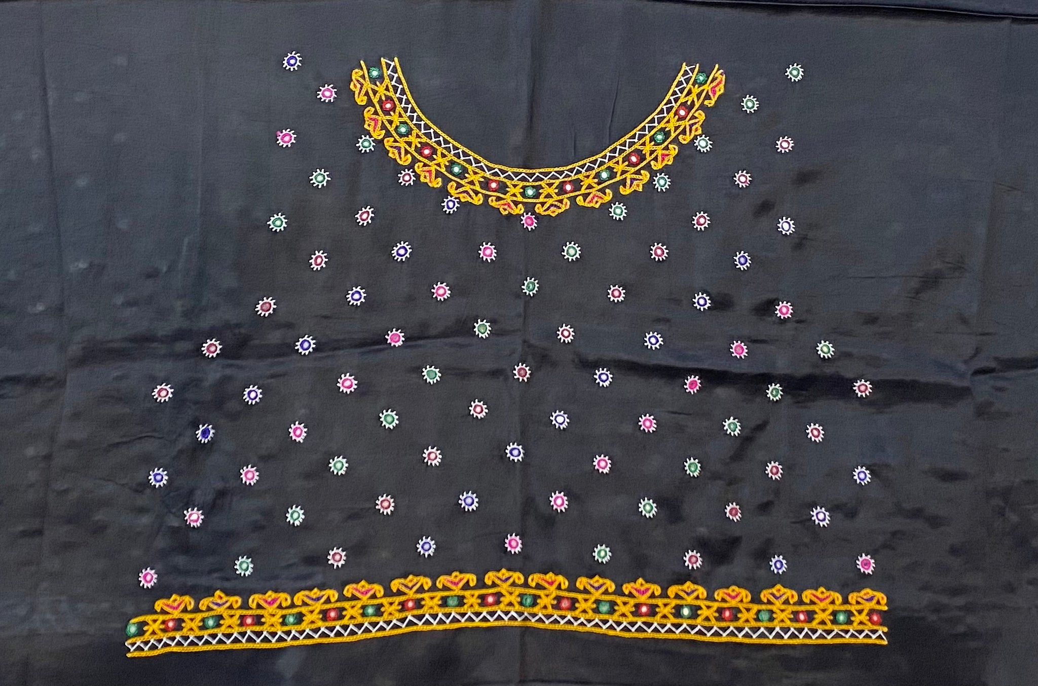 Kutch Embroidered Mashroo Silk Blouse Piece