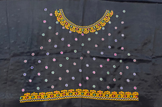 Kutch Embroidered Mashroo Silk Blouse Piece