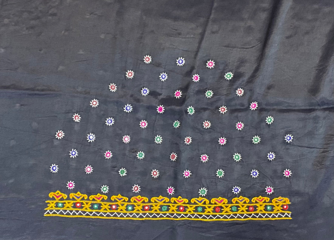 Kutch Embroidered Mashroo Silk Blouse Piece