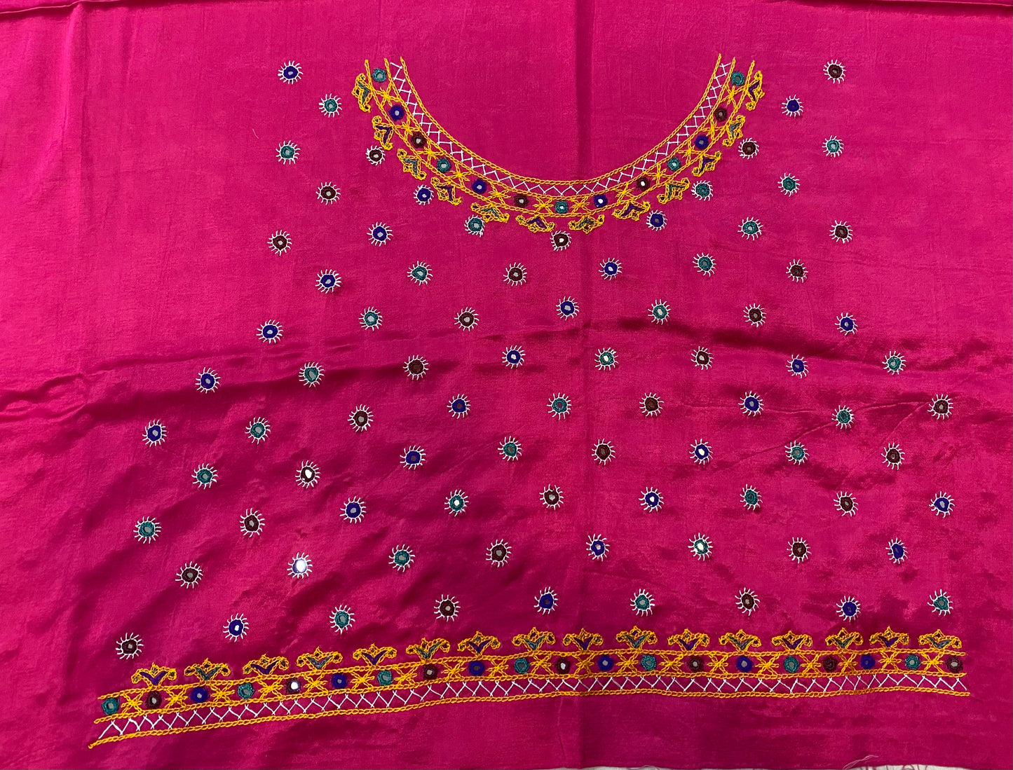 Kutch Embroidered Mashroo Silk Blouse Piece