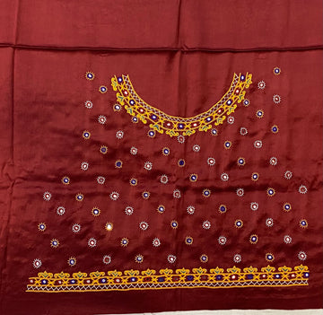 Kutch Embroidered Mashroo Silk Blouse Piece