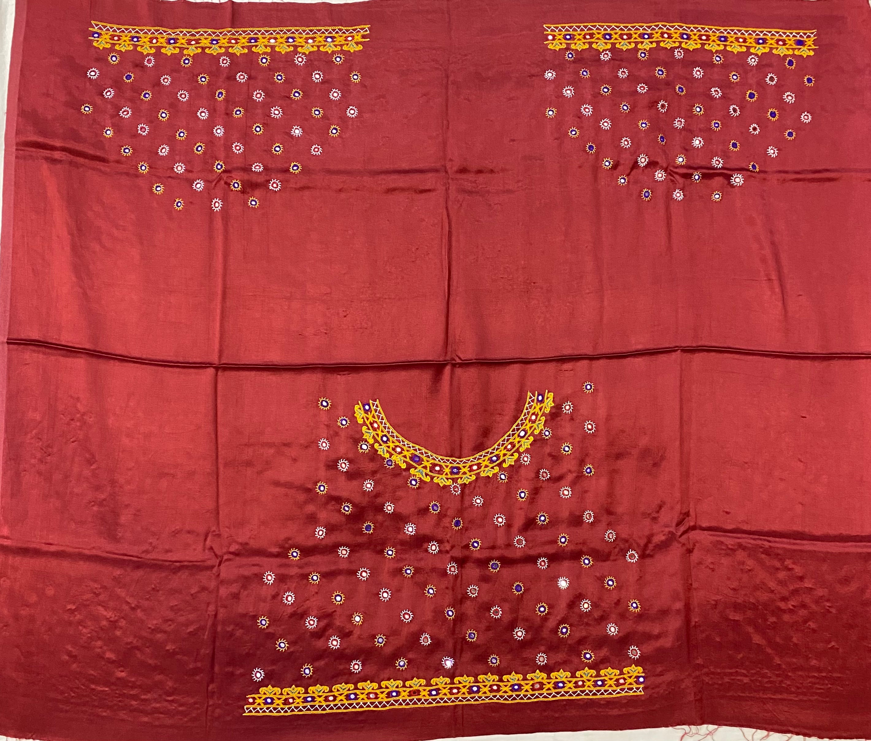 Kutch Embroidered Mashroo Silk Blouse Piece
