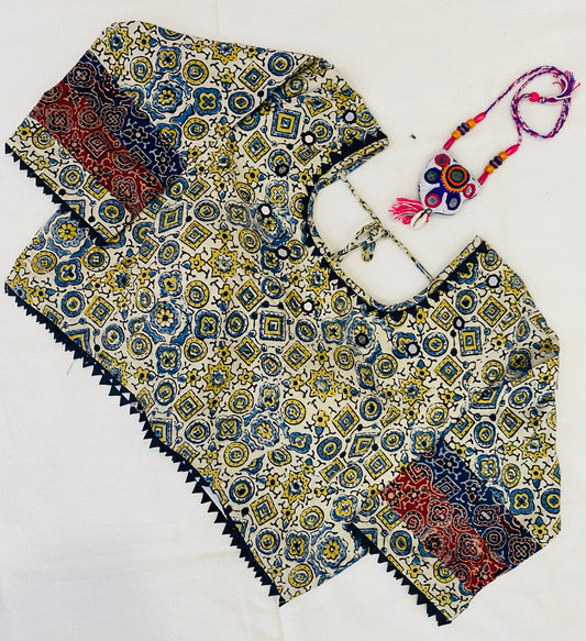 Ajrakh Cotton Mirror Blouse