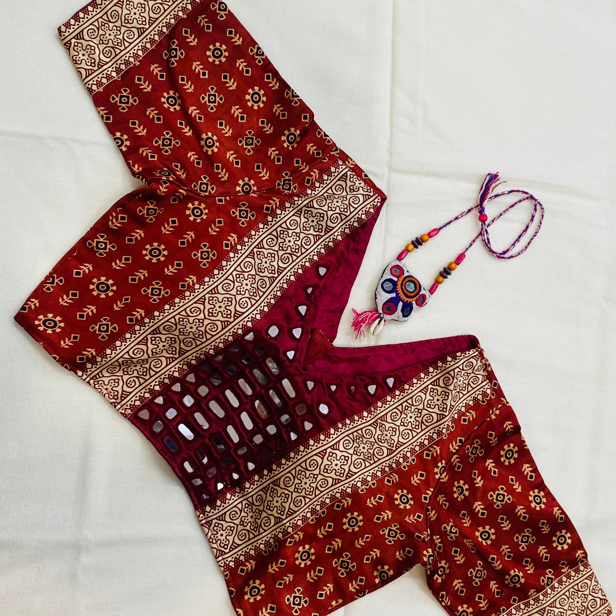 Mashroo Ajrakh Mirror Blouse