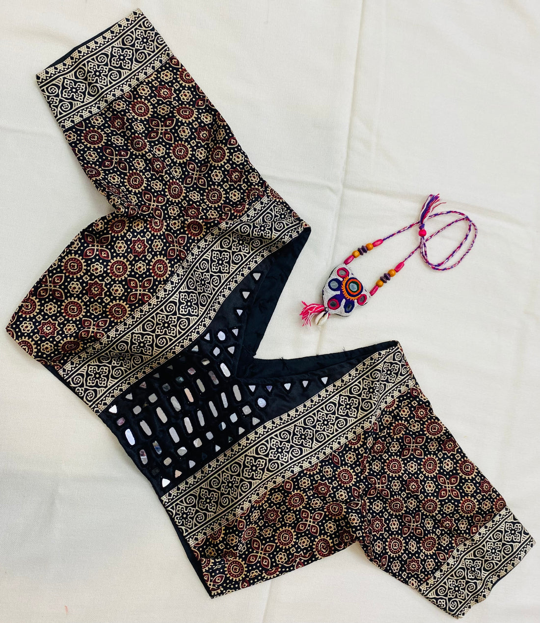 Mashroo Ajrakh Mirror Blouse