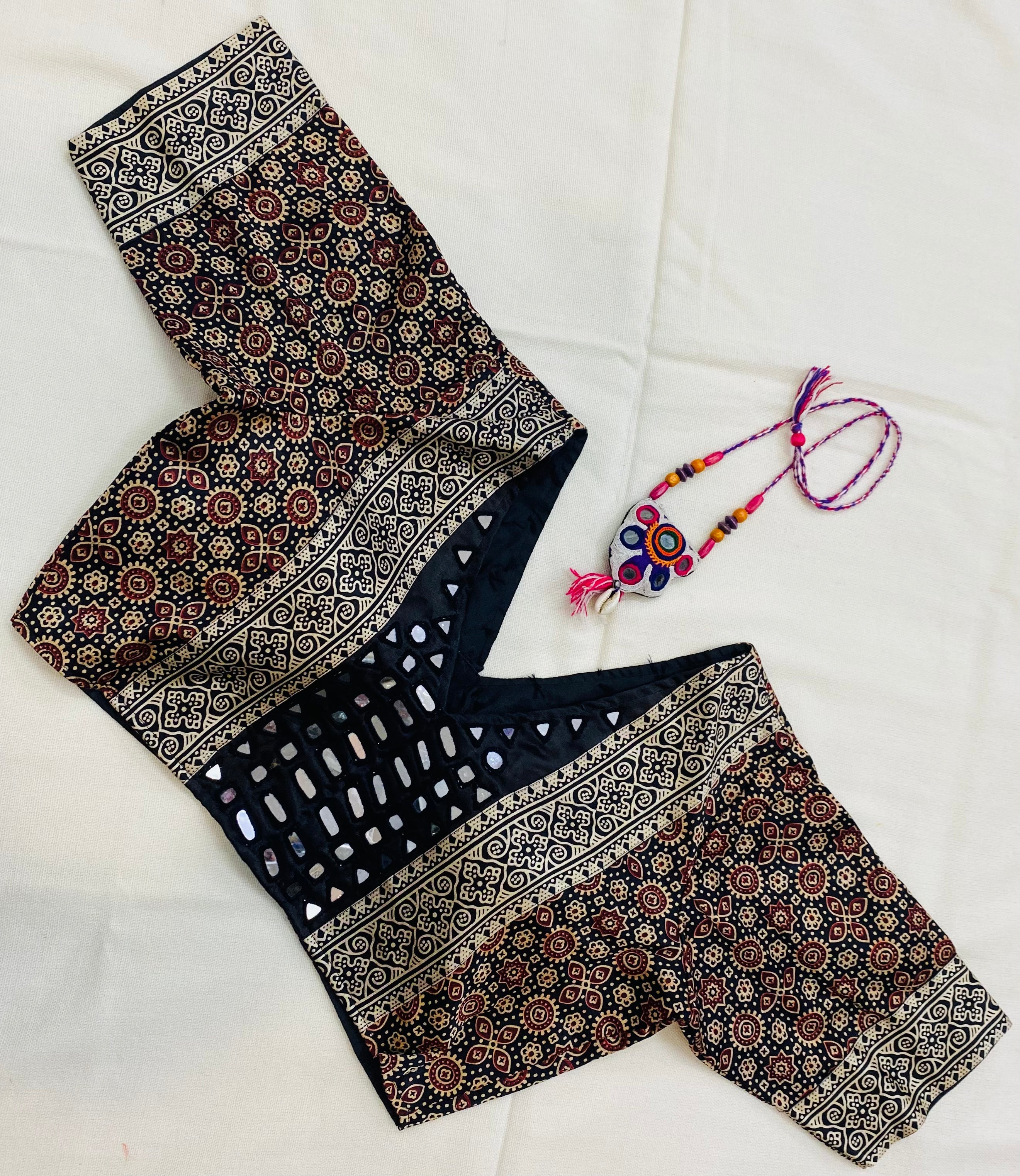 Mashroo Ajrakh Mirror Blouse