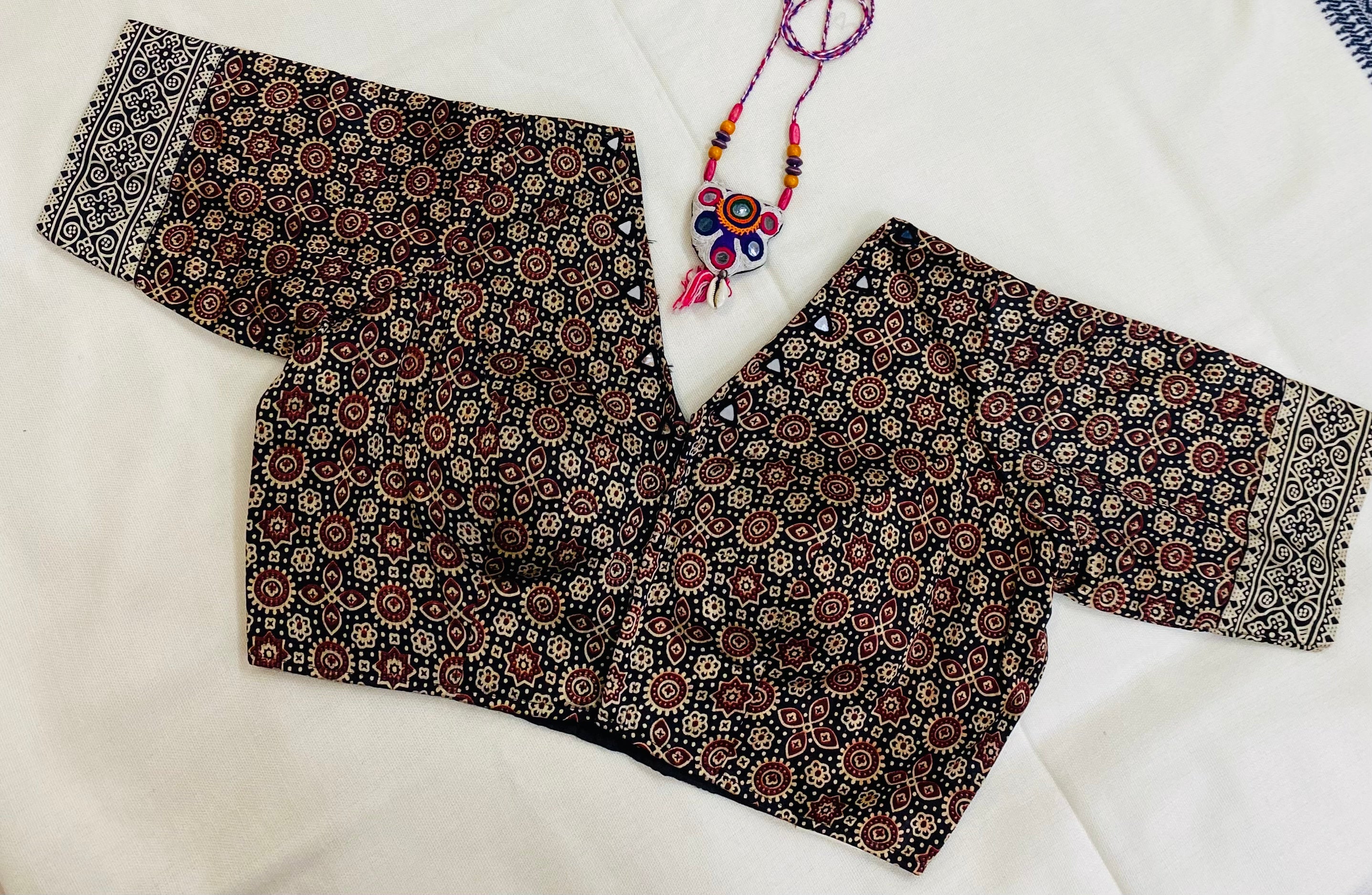Mashroo Ajrakh Mirror Blouse