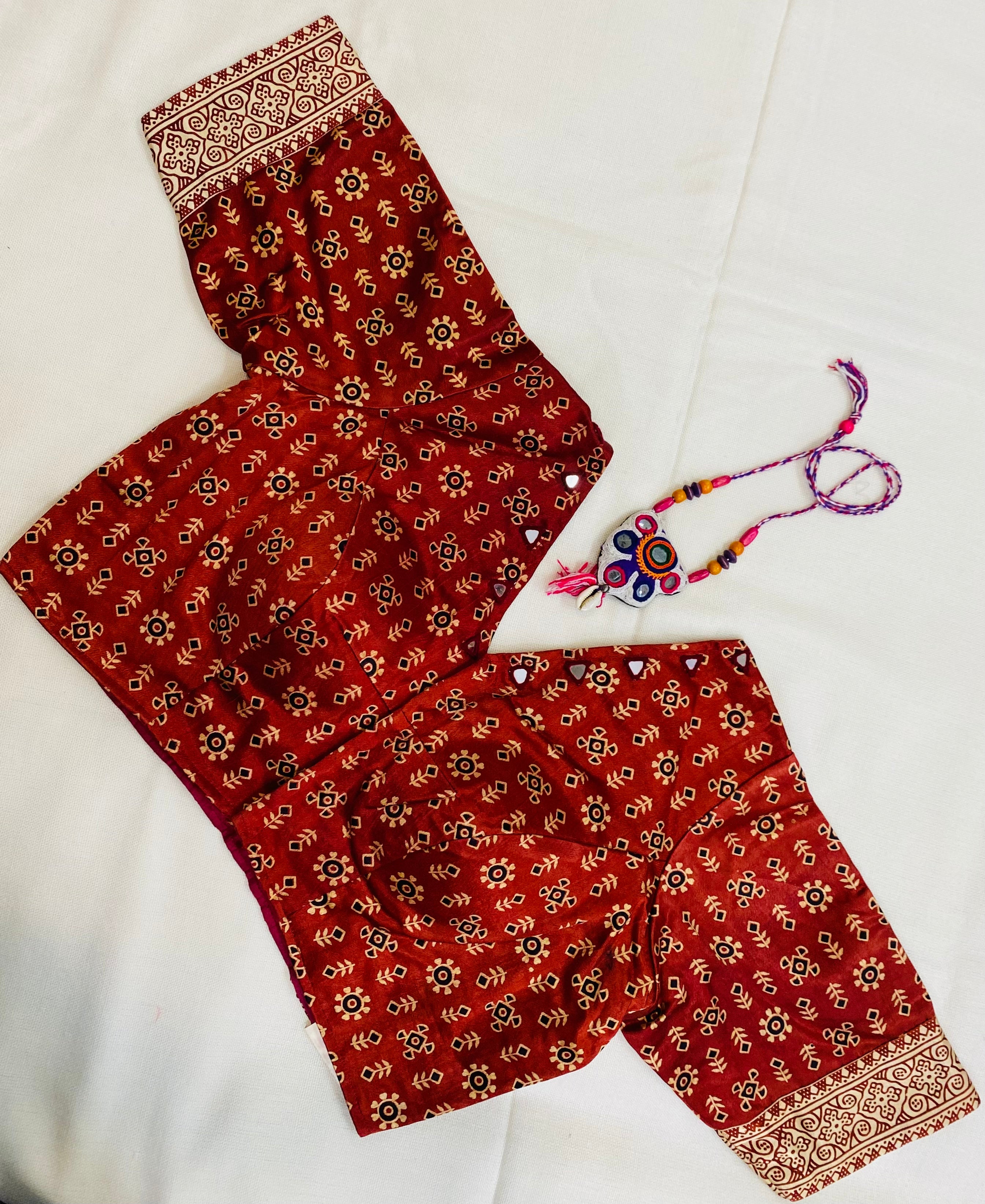 Mashroo Ajrakh Mirror Blouse