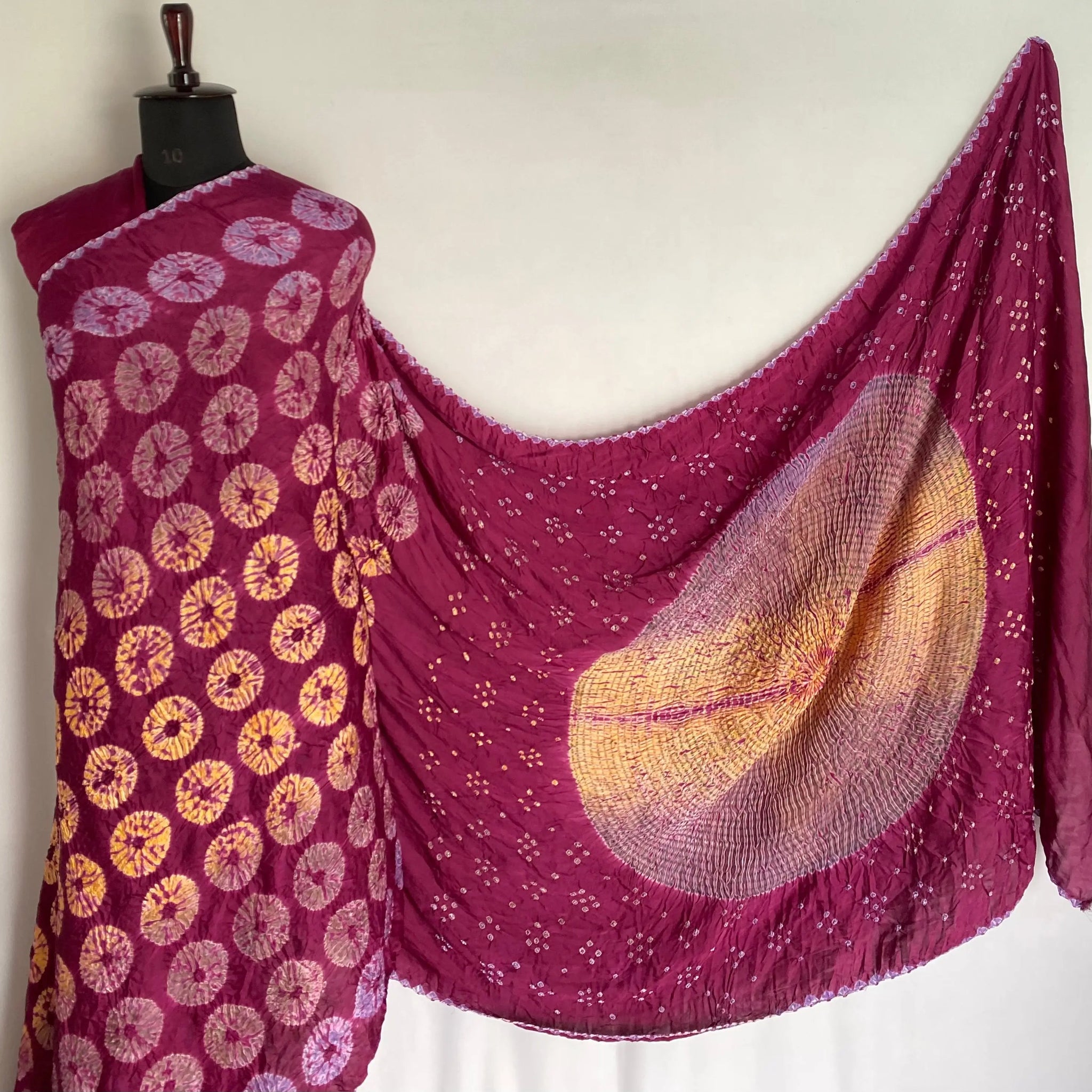 Purple Sibori Bandhani Gaji Silk Saree RAKHIYO