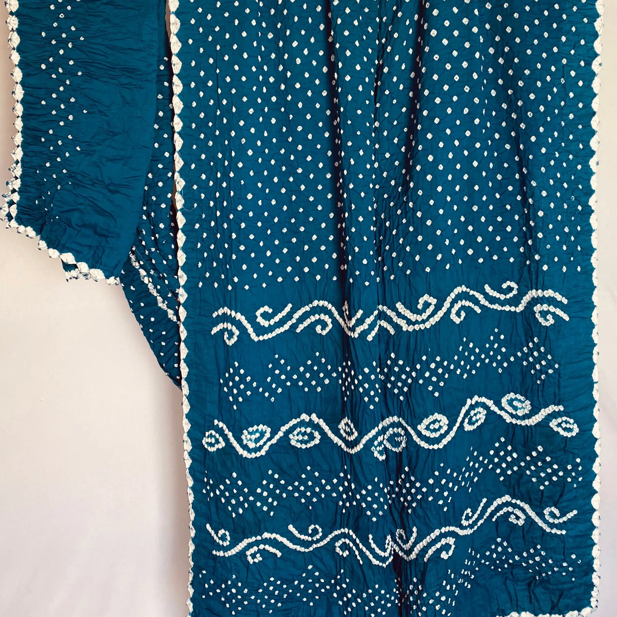 Teal Blue Bandhej Cotton Saree RAKHIYO