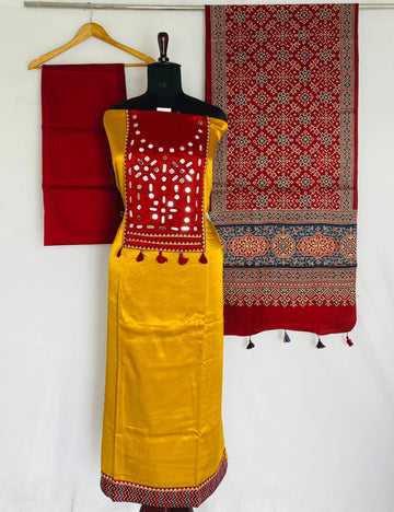 Mustard Mashroo Mirror Yock Suit Material RAKHIYO