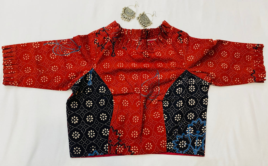 Ajarakh Double Color Cotton Blouse