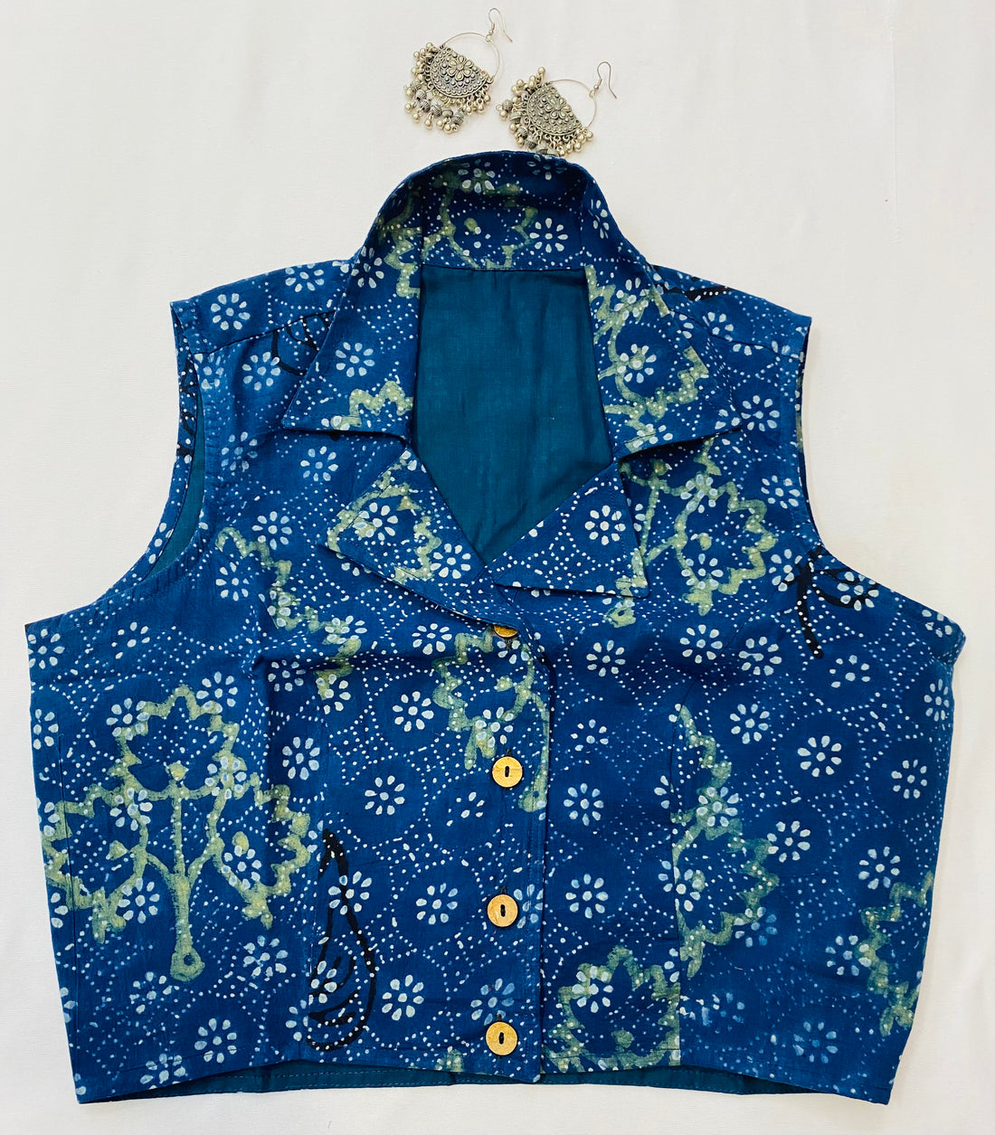 Ajarakh Cotton Collar Blouse