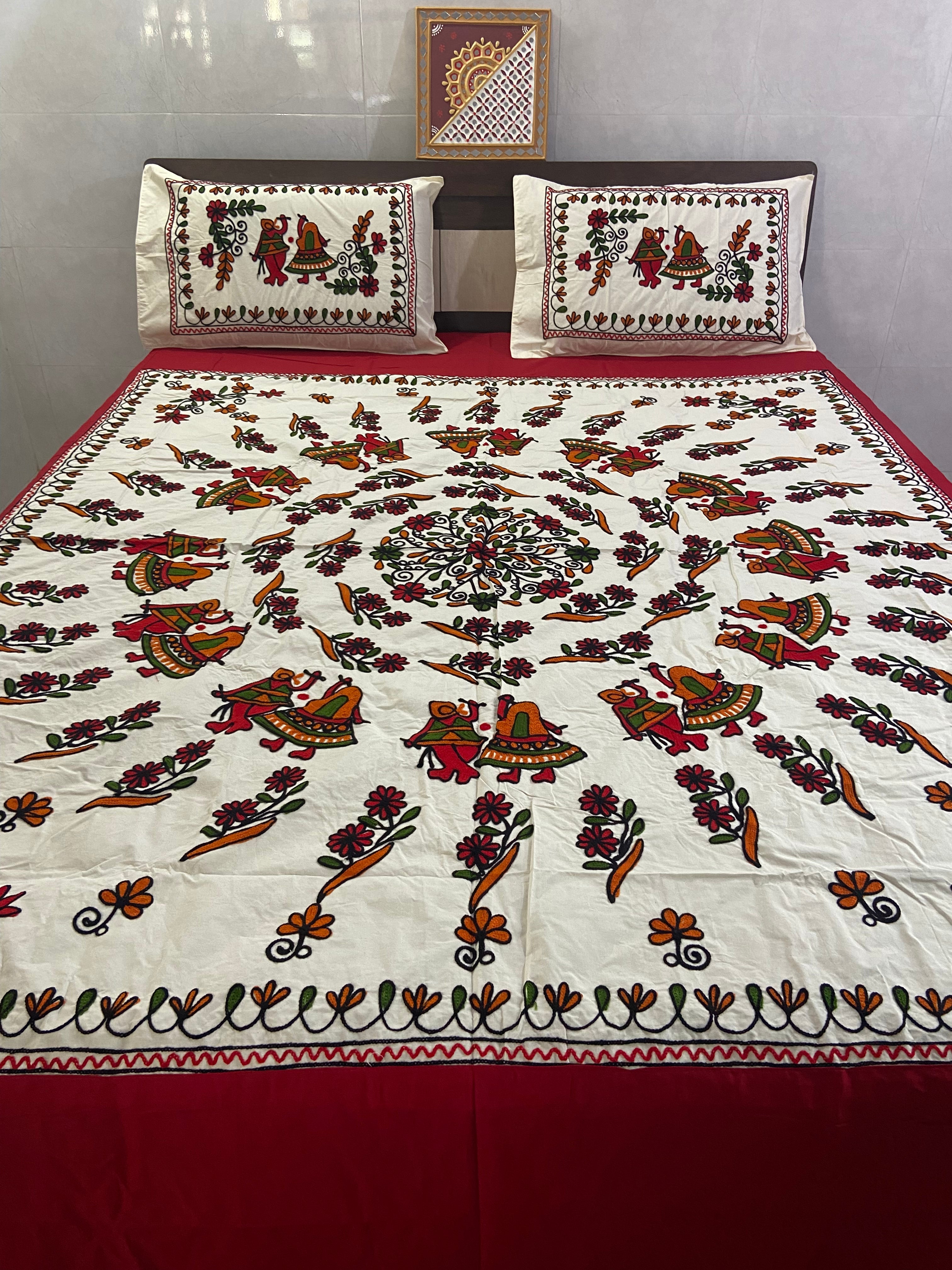 Kutchi Embroidered Double-Bedsheet