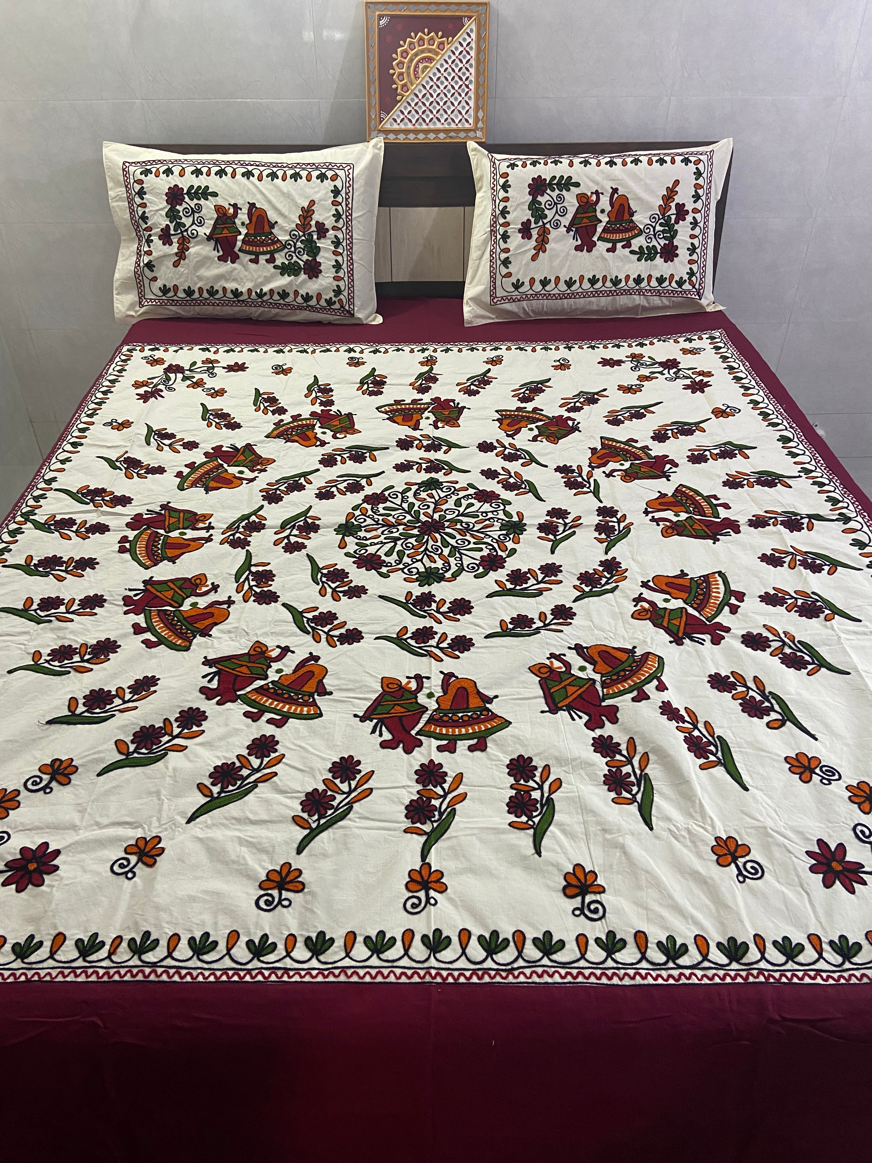 Kutchi Embroidered Double-Bedsheet