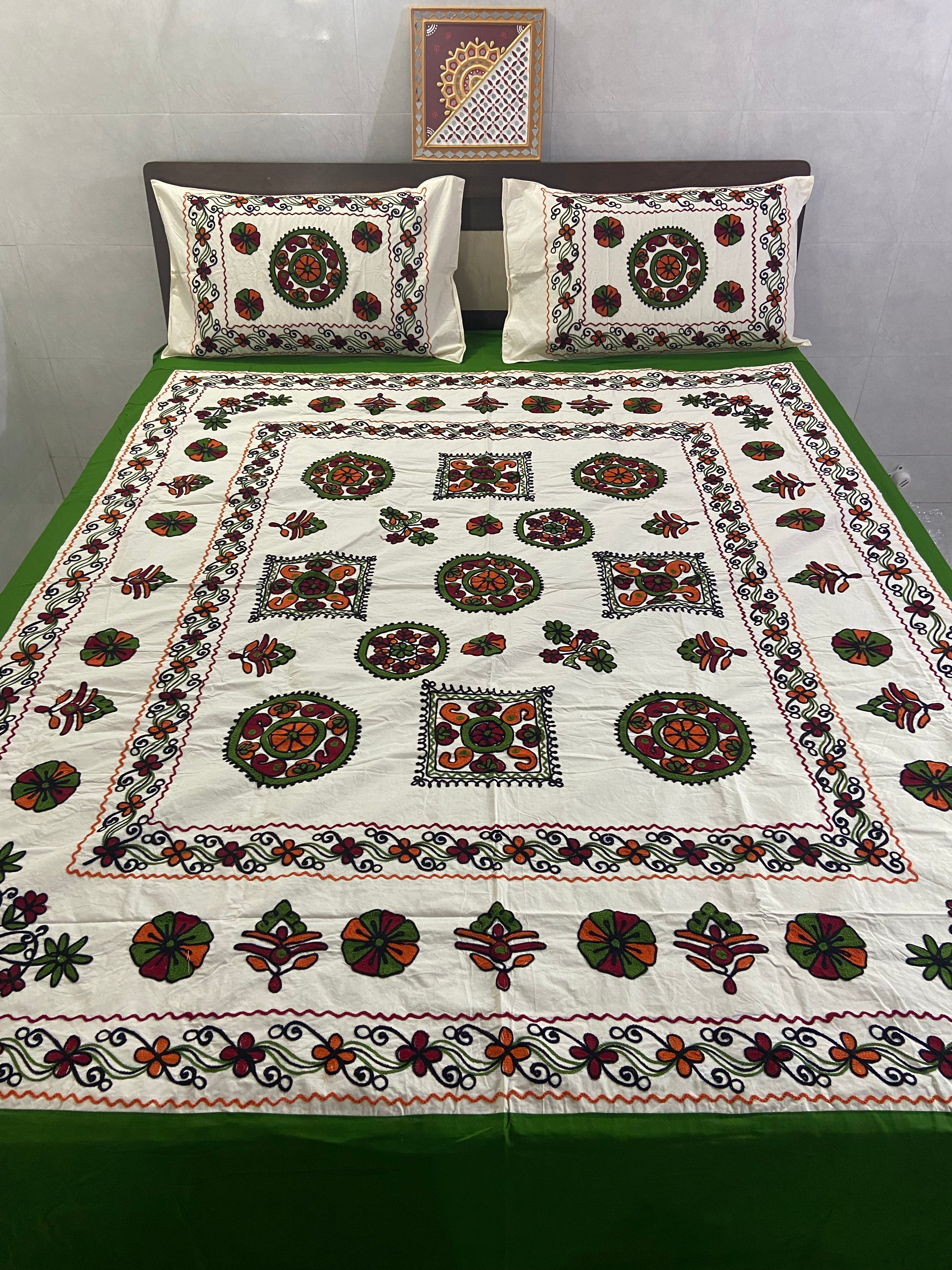 Kutchi Embroidered Double-Bedsheet