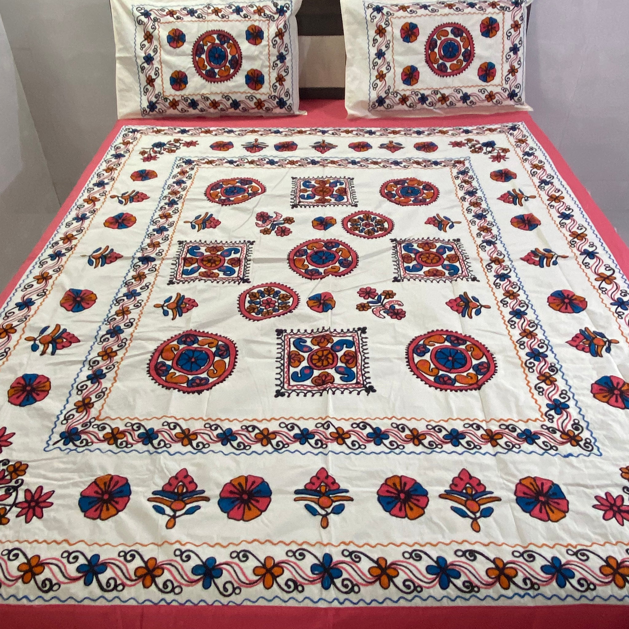 Kutchi Embroidered Double-Bedsheet
