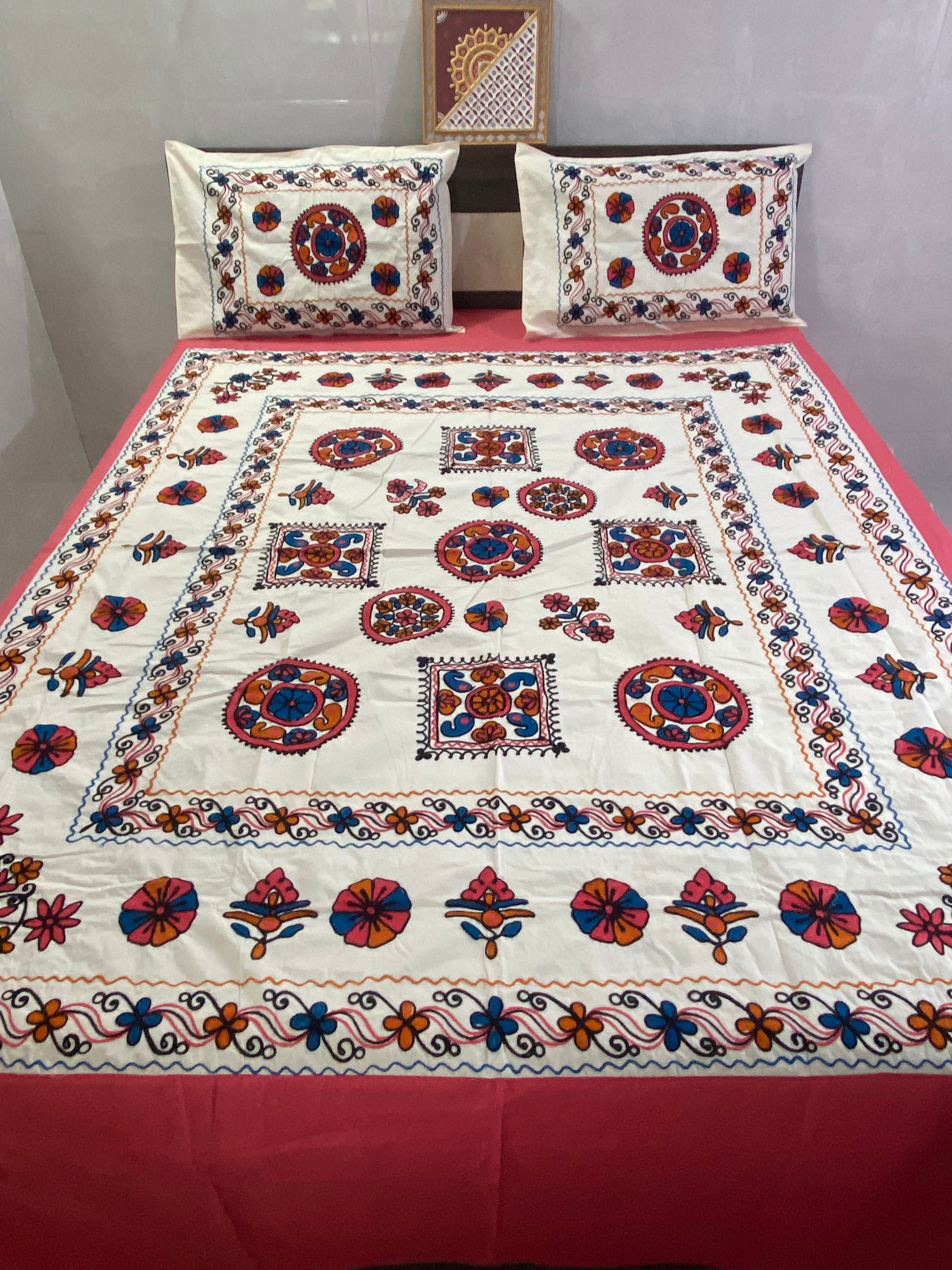 Kutchi Embroidered Double-Bedsheet
