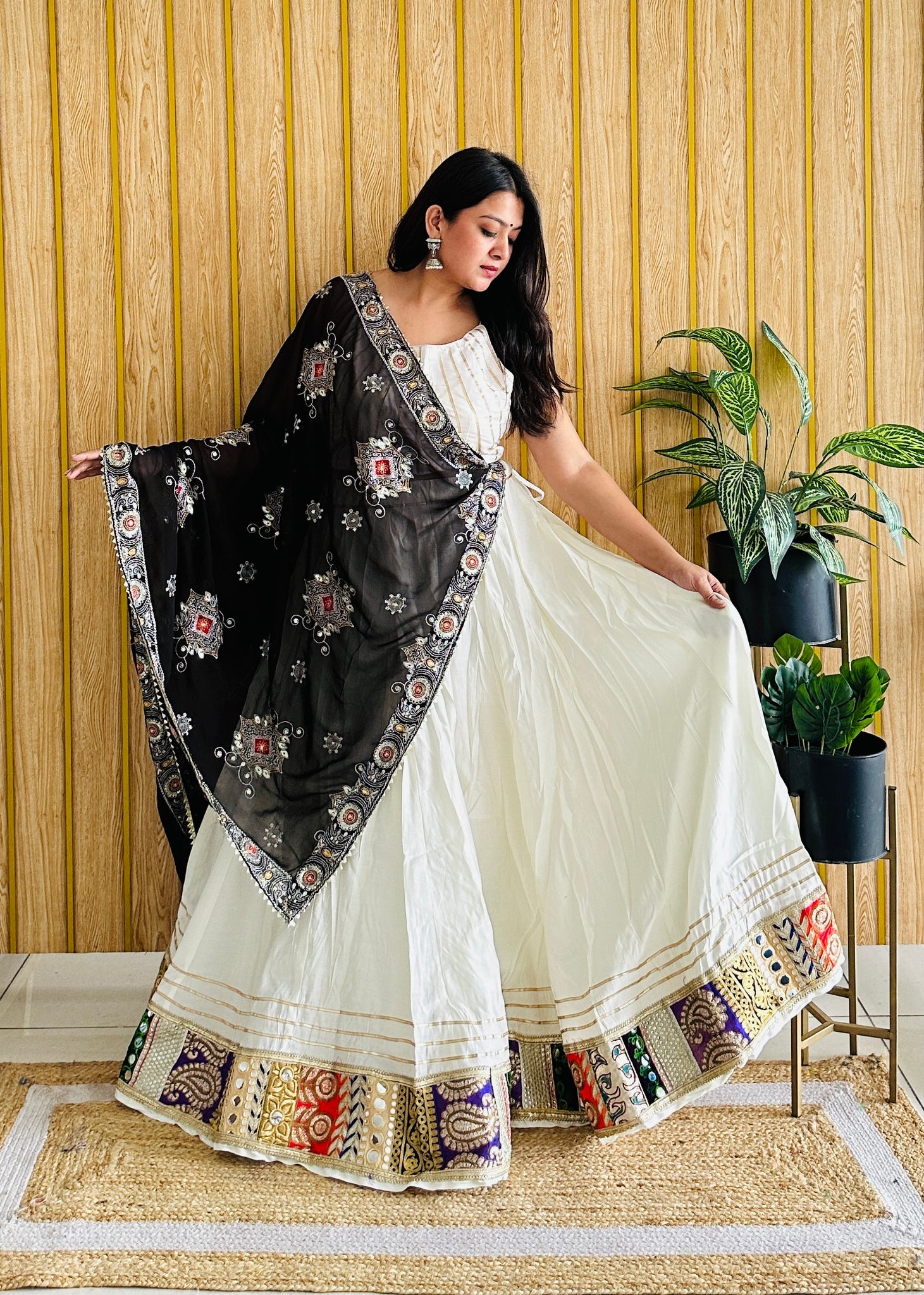 White Embroidered Chaniyacholi