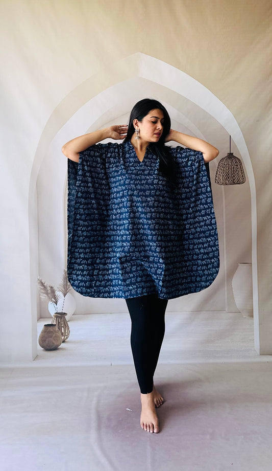 Indigo Varli Print Kaftan