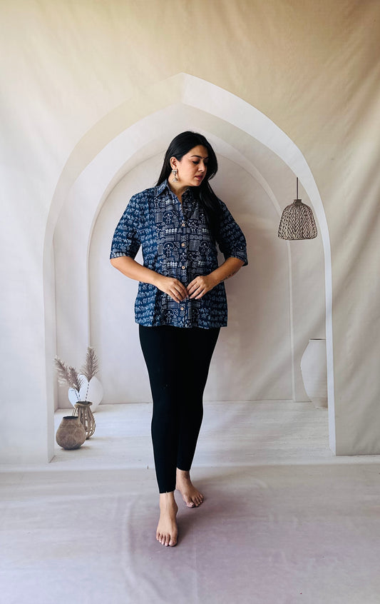 Indigo Varli Print Shirt