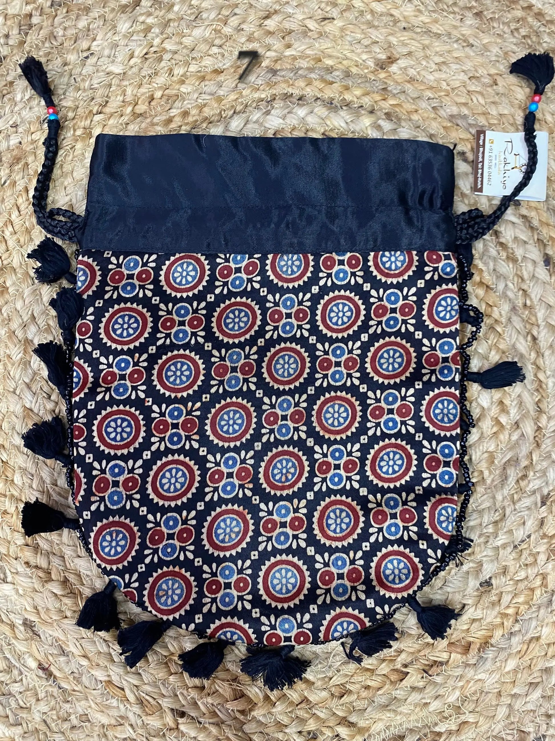 Ajarakh Mashroo Silk Potli Bag RAKHIYO