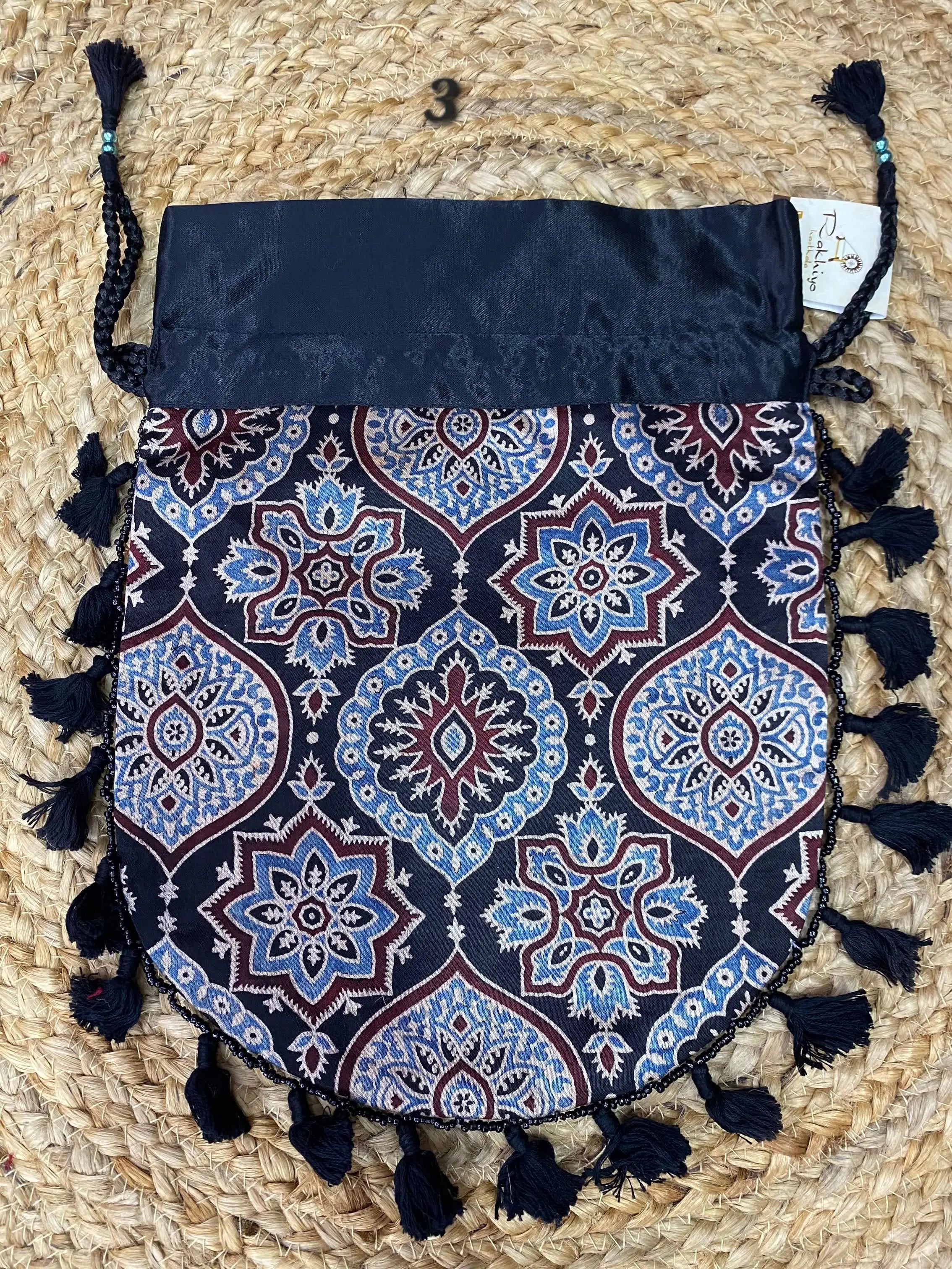 Ajarakh Mashroo Silk Potli Bag RAKHIYO