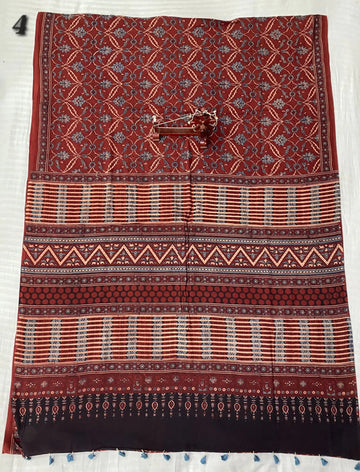 Mal Cotton Ajarakh Natural Dyed Saree RAKHIYO