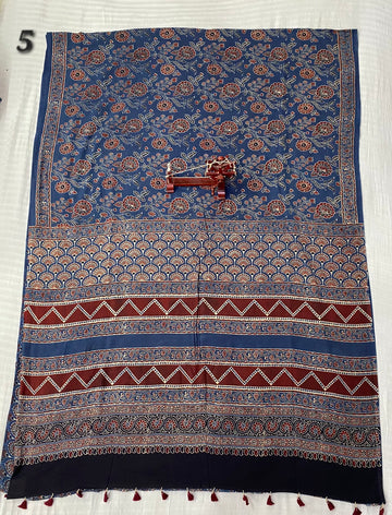 Mal Cotton Ajarakh Natural Dyed Saree RAKHIYO